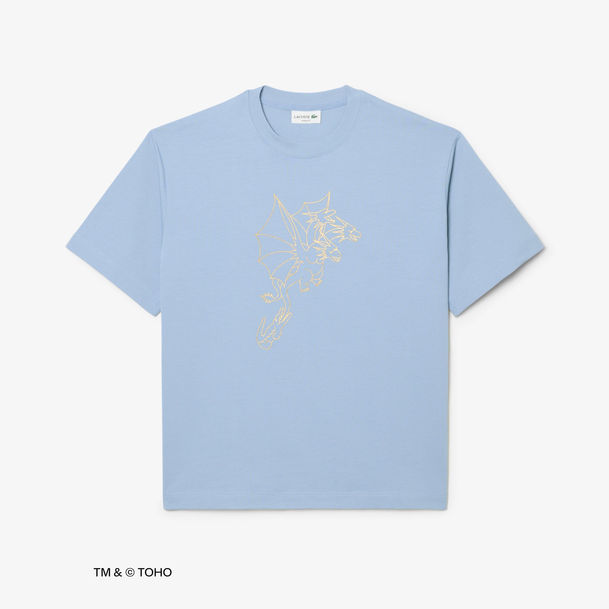 Áo Thun Lacoste x Godzilla Nam Dáng Rộng Chất Liệu Cotton In Hình King Ghidorah