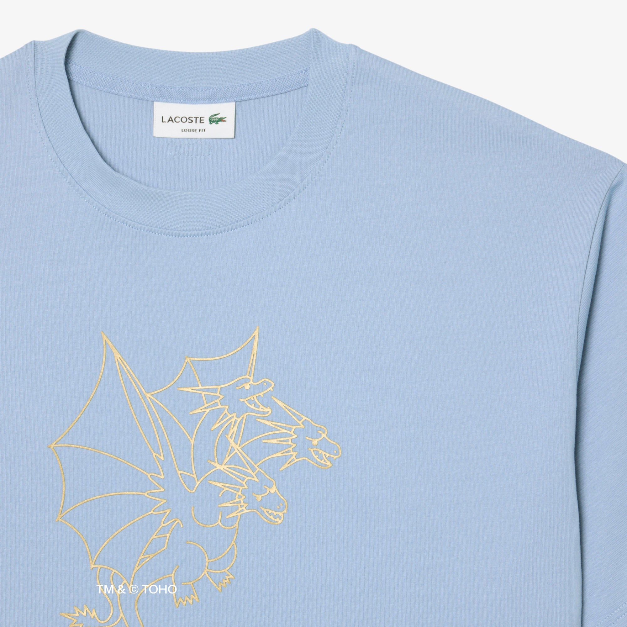 Áo Thun Lacoste x Godzilla Nam Dáng Rộng Chất Liệu Cotton In Hình King Ghidorah