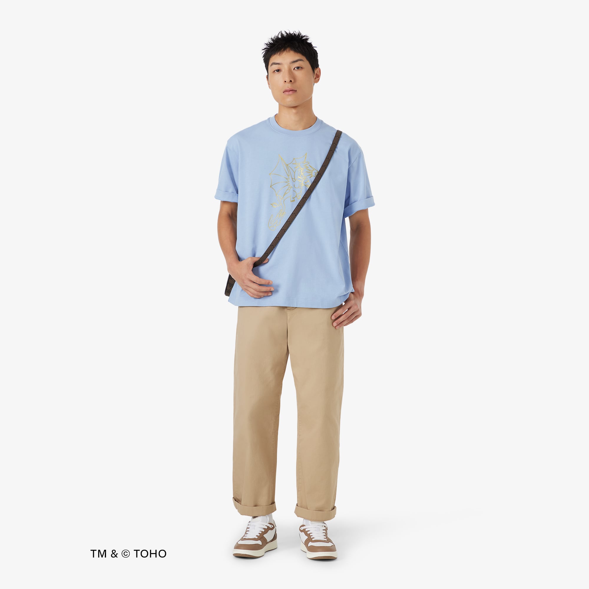 Áo Thun Lacoste x Godzilla Nam Dáng Rộng Chất Liệu Cotton In Hình King Ghidorah