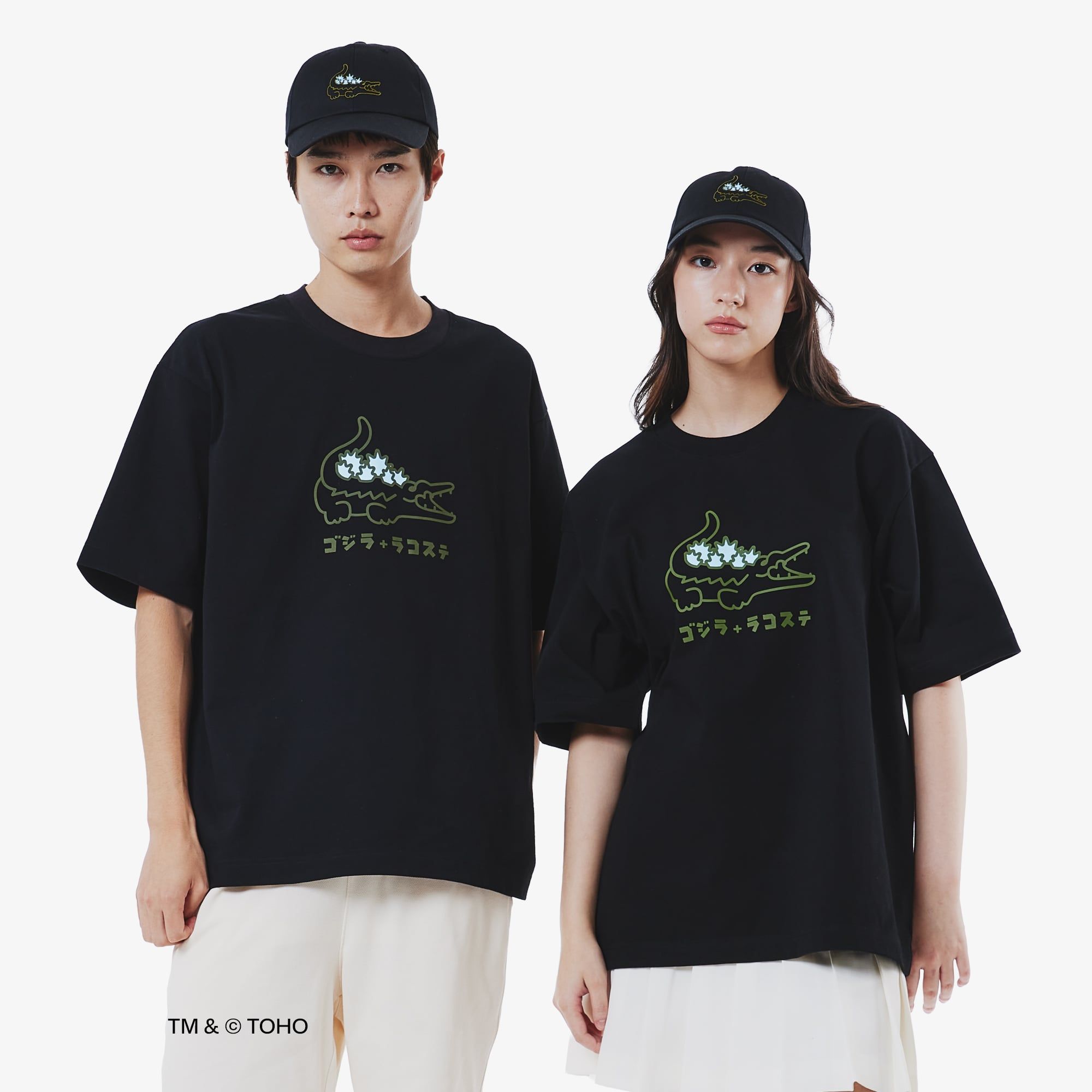 Áo Thun Lacoste x Godzilla Nam Dáng Rộng Chất Liệu Cotton In Hình Logo Cá Sấu