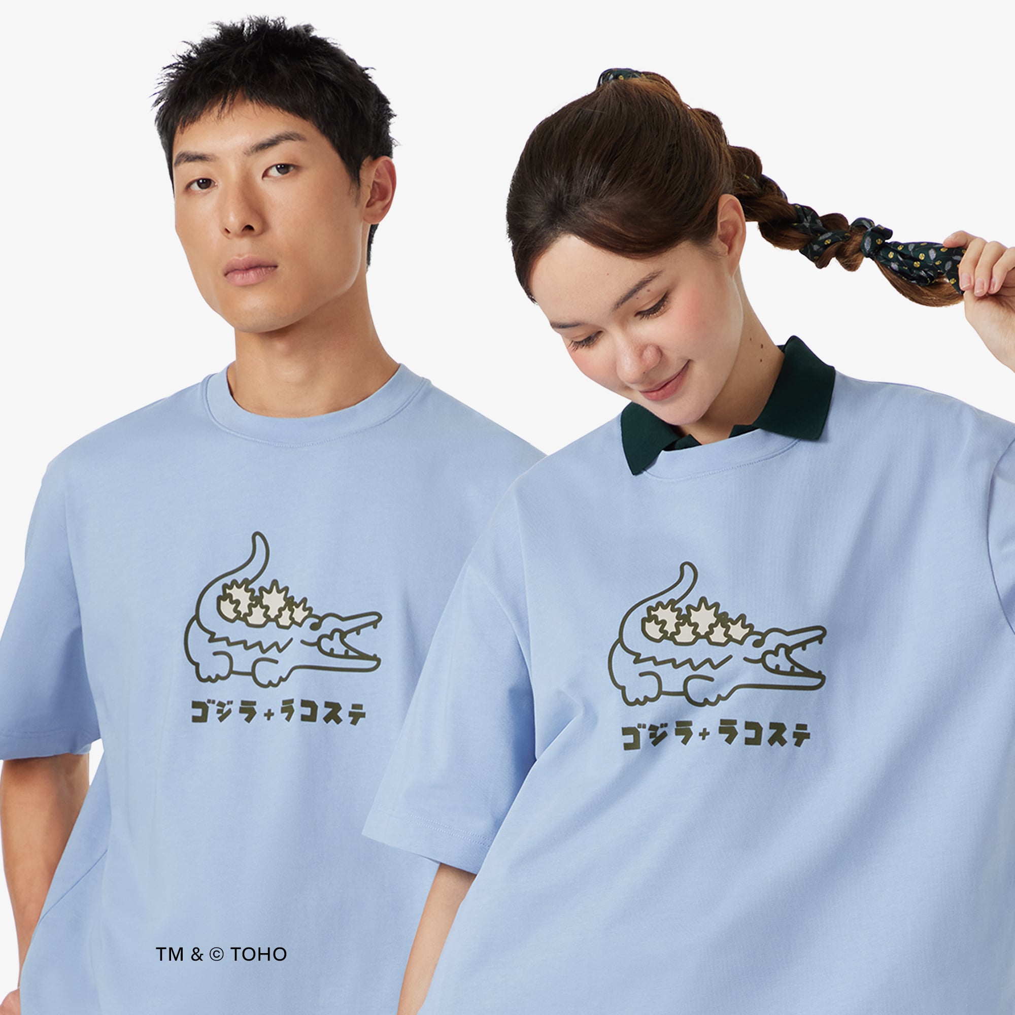 Áo Thun Lacoste x Godzilla Nam Dáng Rộng Chất Liệu Cotton In Hình Logo Cá Sấu