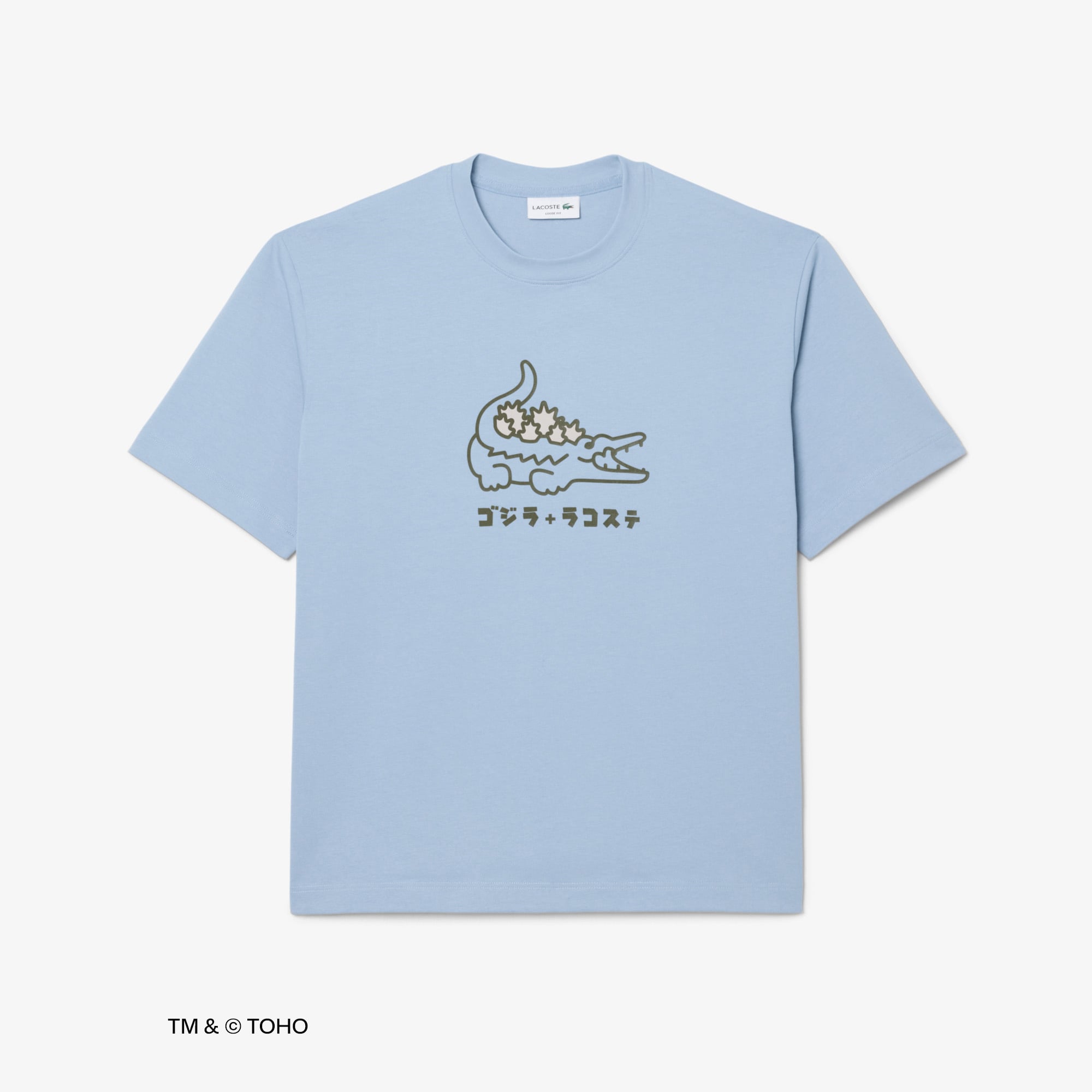 Áo Thun Lacoste x Godzilla Nam Dáng Rộng Chất Liệu Cotton In Hình Logo Cá Sấu