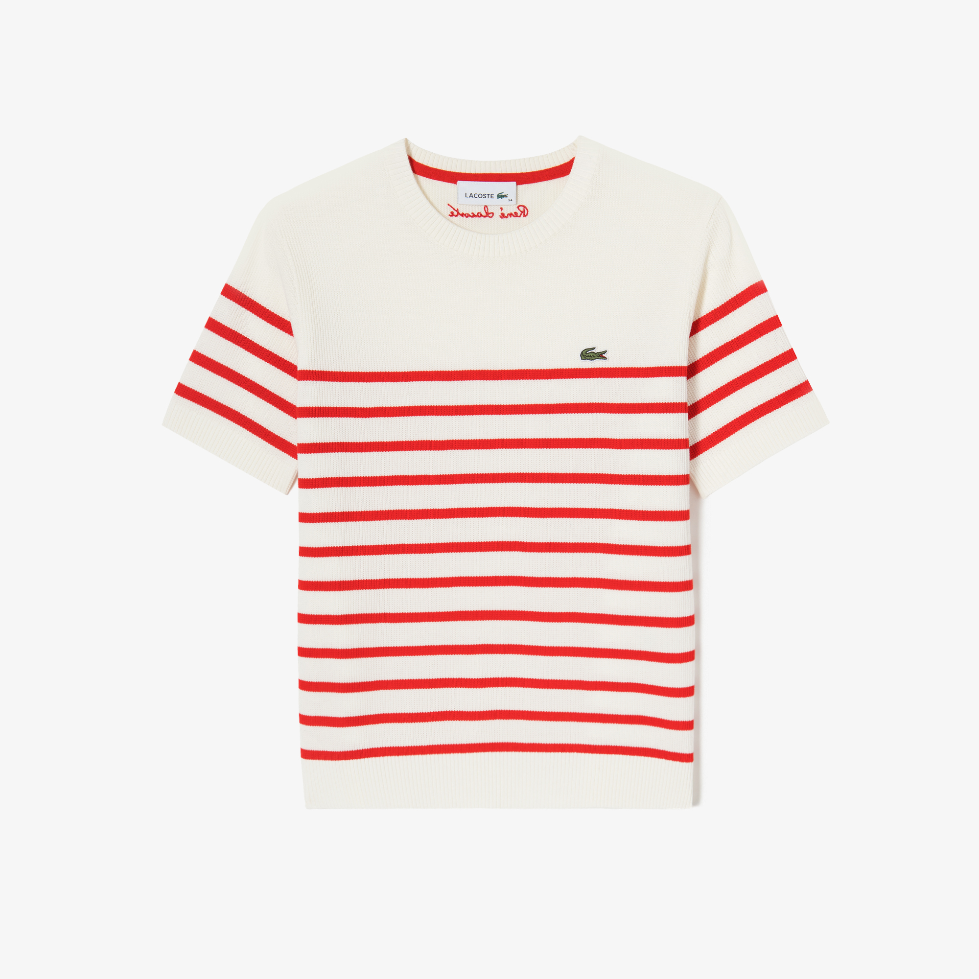 Áo Len Lacoste Nữ Dáng Suông Họa Tiết Sọc Chất Liệu Cotton