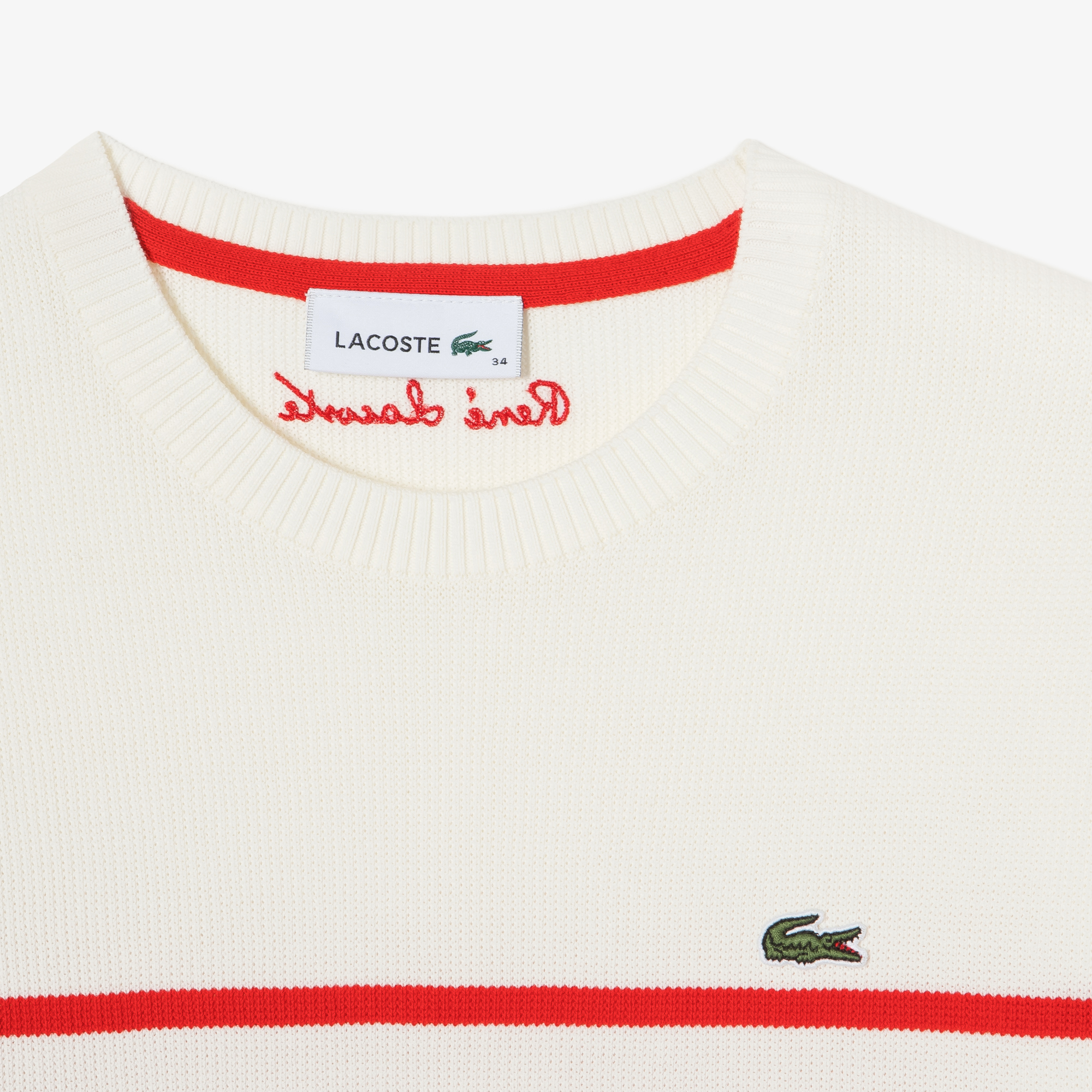 Áo Len Lacoste Nữ Dáng Suông Họa Tiết Sọc Chất Liệu Cotton