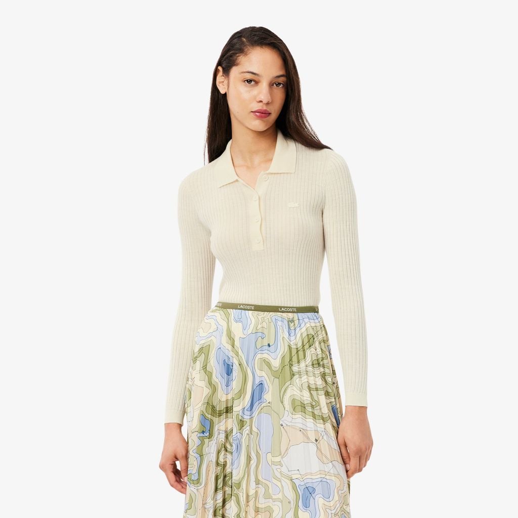 Áo Len Polo Lacoste Nữ Chất Liệu Len Jersey