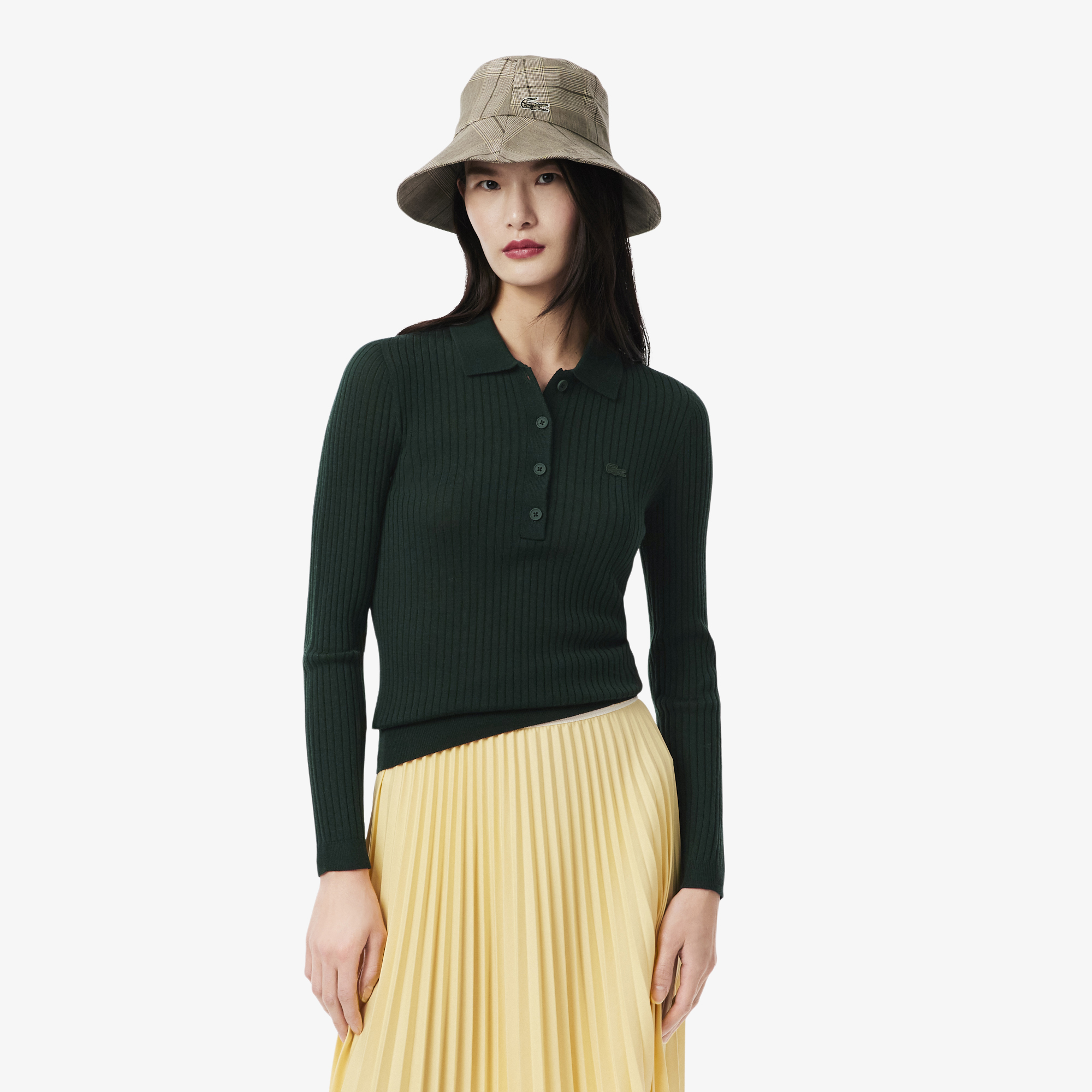 Áo Len Polo Lacoste Nữ Chất Liệu Len Jersey