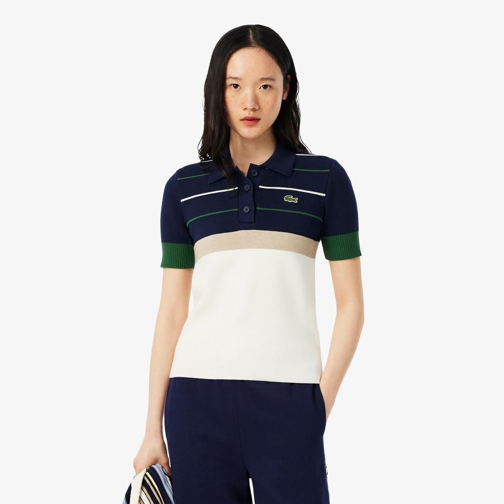 Áo Len Polo Lacoste Nữ Sọc Sản Xuất Tại Pháp
