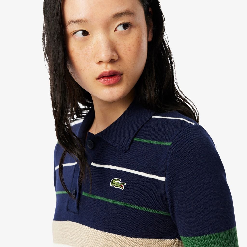 Áo Len Polo Lacoste Nữ Sọc Sản Xuất Tại Pháp