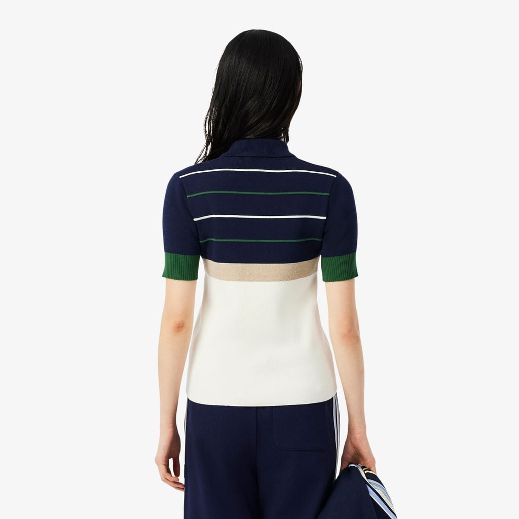 Áo Len Polo Lacoste Nữ Sọc Sản Xuất Tại Pháp