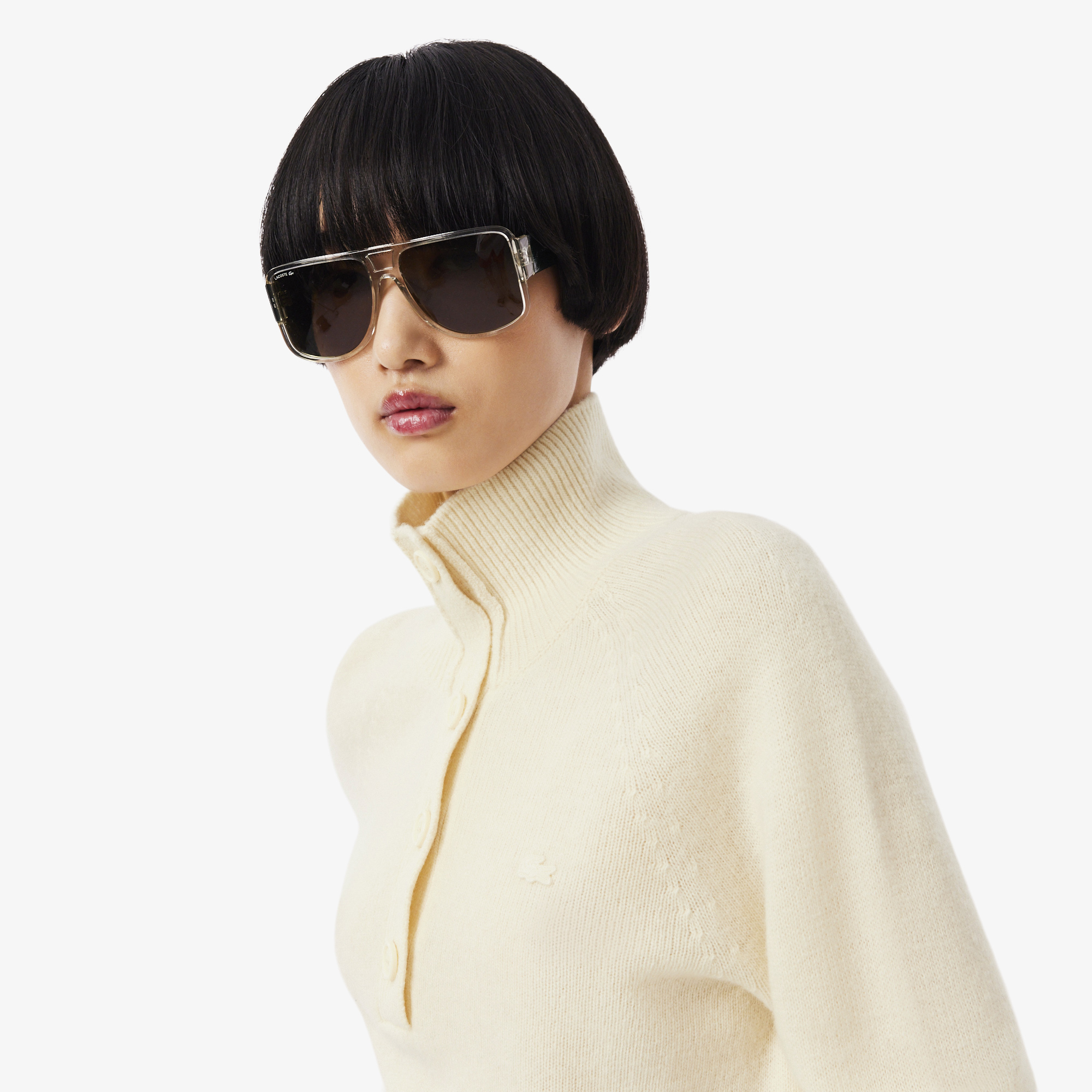 Áo Len Lacoste Nữ Dáng Cổ Điển Cổ Cao Chất Liệu Len