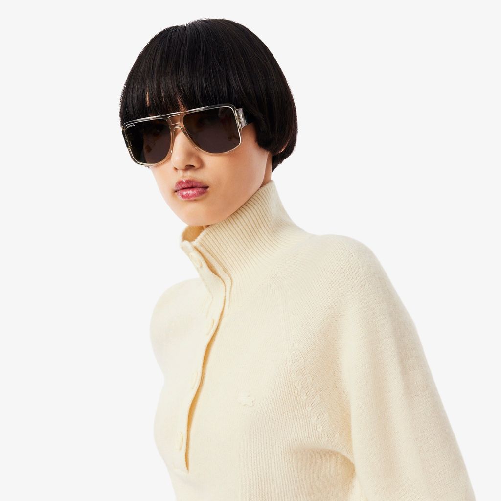 Áo Len Lacoste Nữ Dáng Cổ Điển Cổ Cao Chất Liệu Len