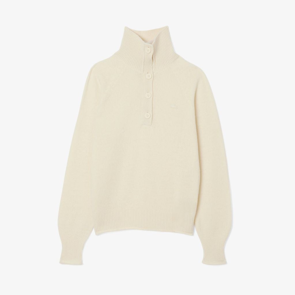 Áo Len Lacoste Nữ Dáng Cổ Điển Cổ Cao Chất Liệu Len