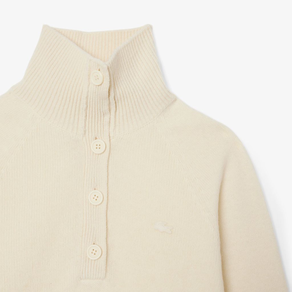 Áo Len Lacoste Nữ Dáng Cổ Điển Cổ Cao Chất Liệu Len