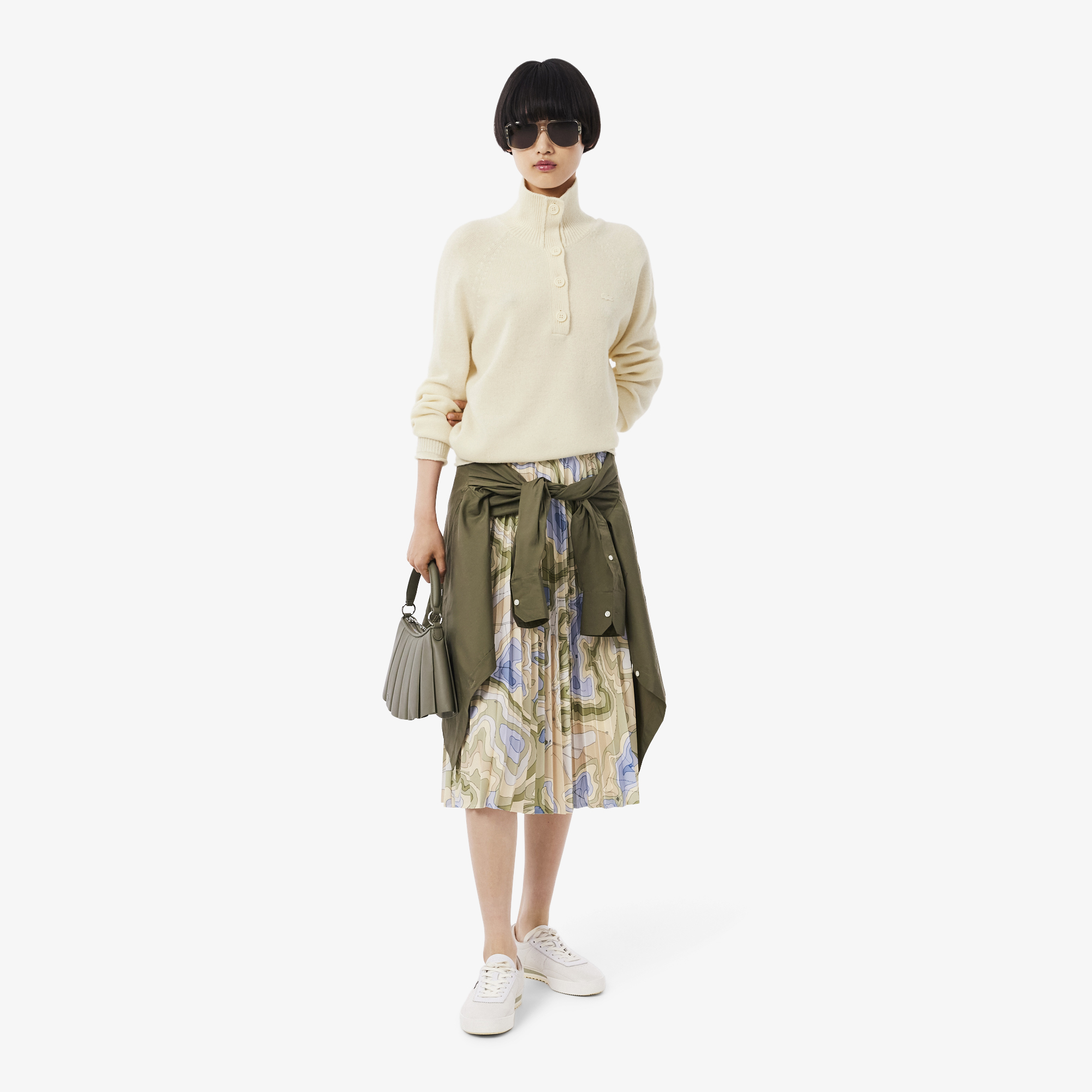 Áo Len Lacoste Nữ Dáng Cổ Điển Cổ Cao Chất Liệu Len