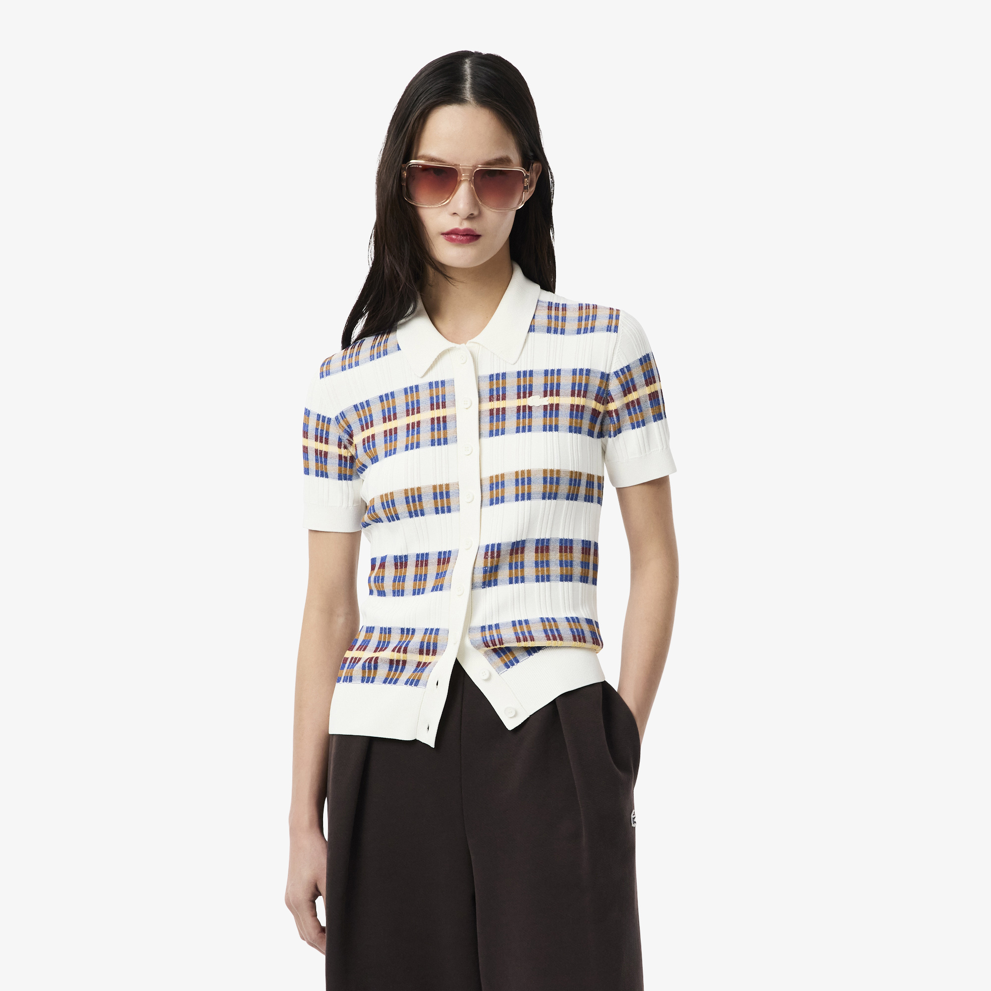 Áo Polo Lacoste Nữ Dệt Kim Gân