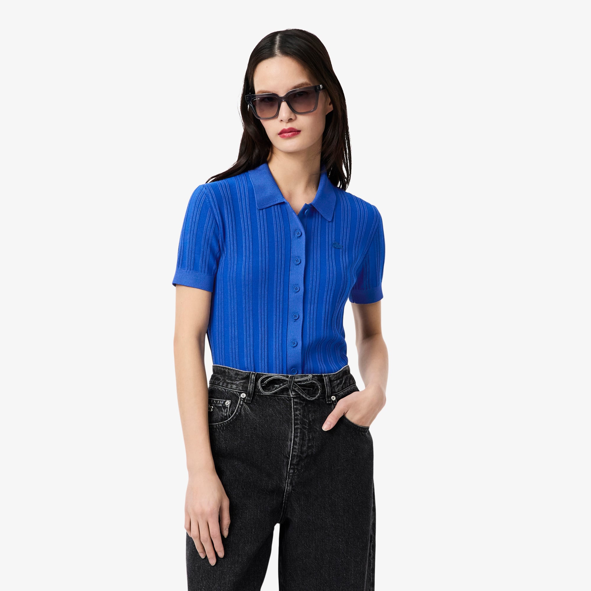 Áo Polo Lacoste Nữ Dệt Kim Gân