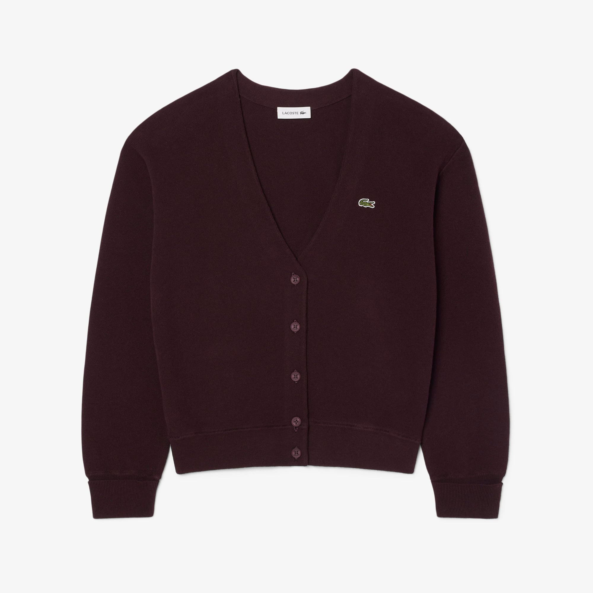 Áo Cardigan Lacoste Nữ Chất Liệu Cotton Cổ Chữ V Họa Tiết Rêu