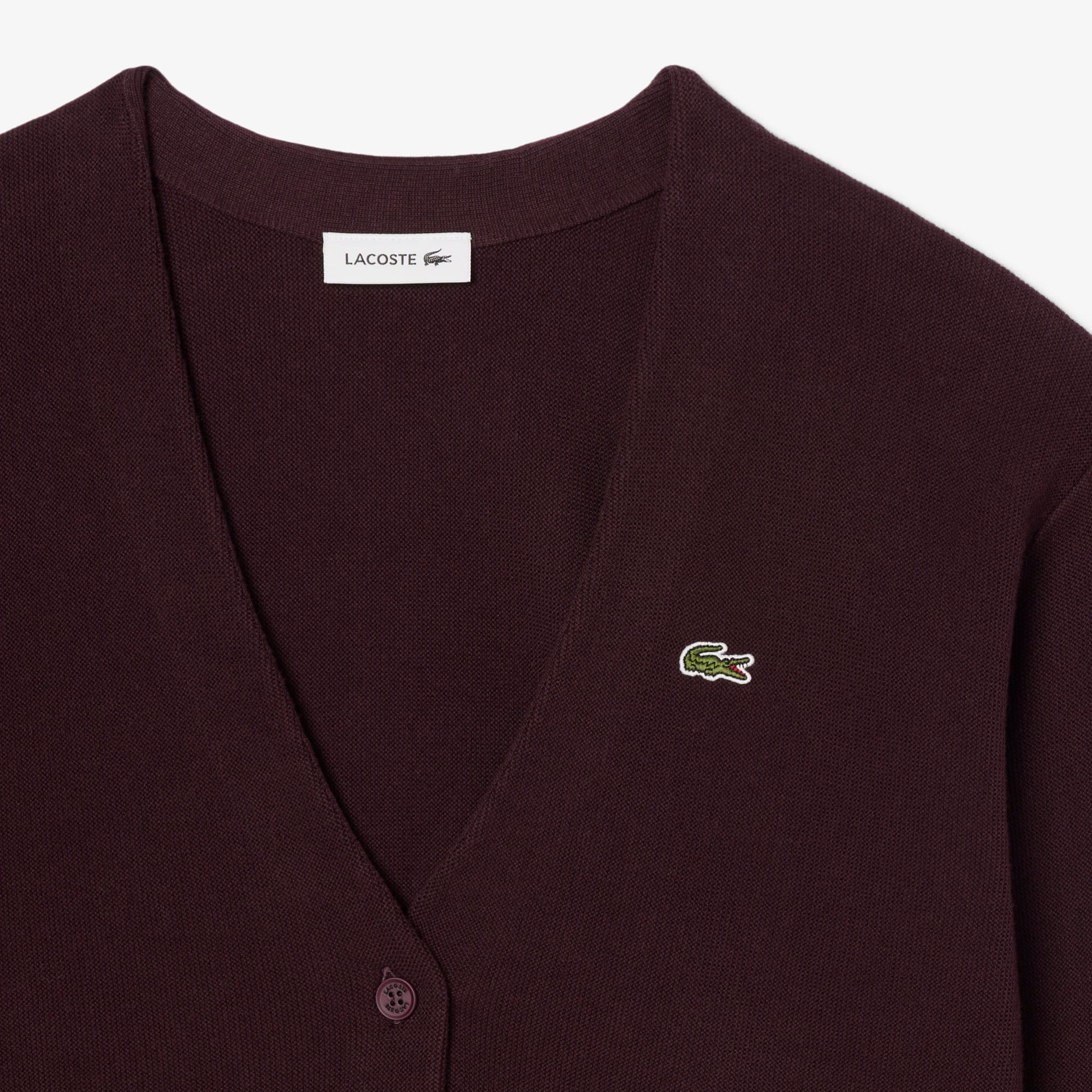 Áo Cardigan Lacoste Nữ Chất Liệu Cotton Cổ Chữ V Họa Tiết Rêu
