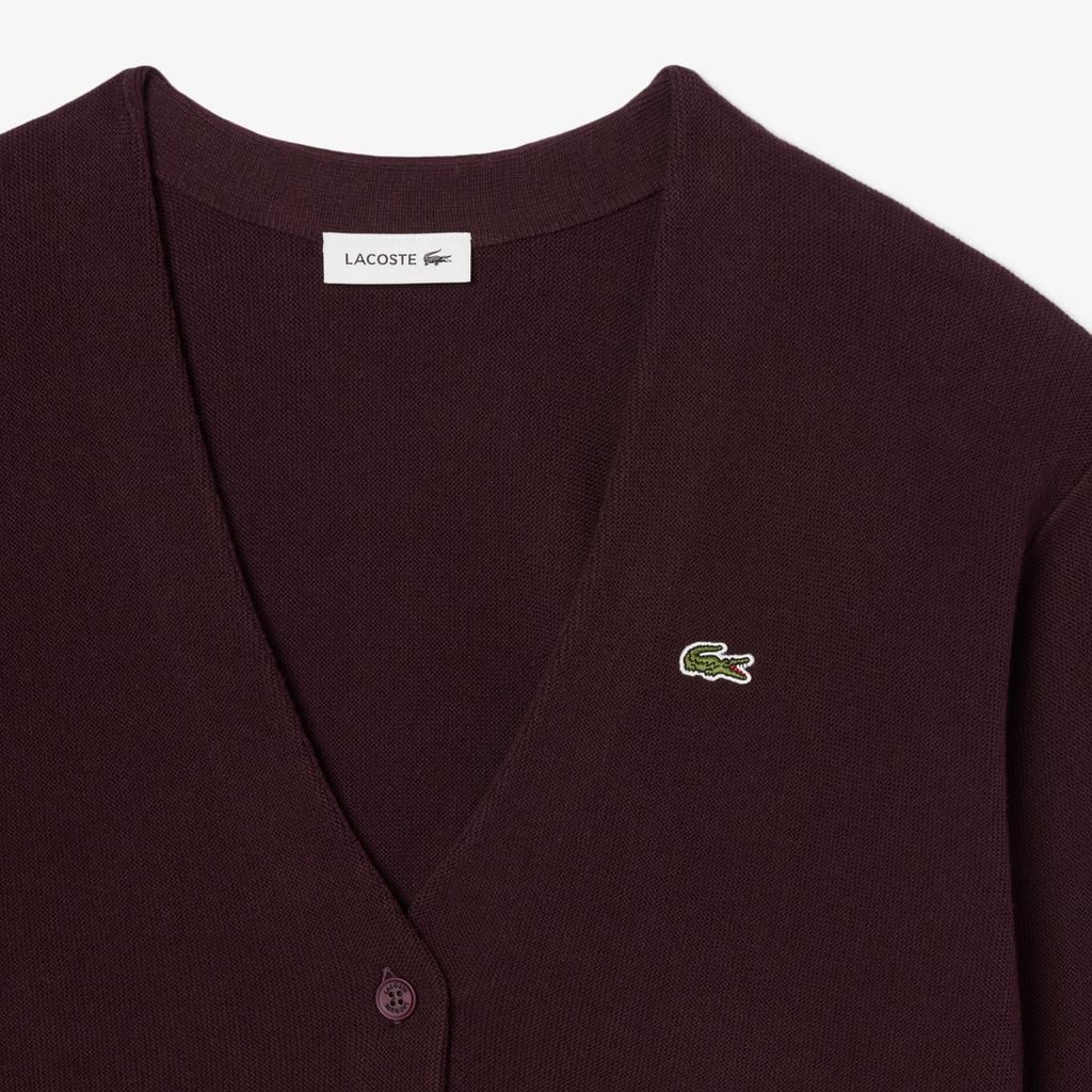Áo Cardigan Lacoste Nữ Chất Liệu Cotton Cổ Chữ V Họa Tiết Rêu