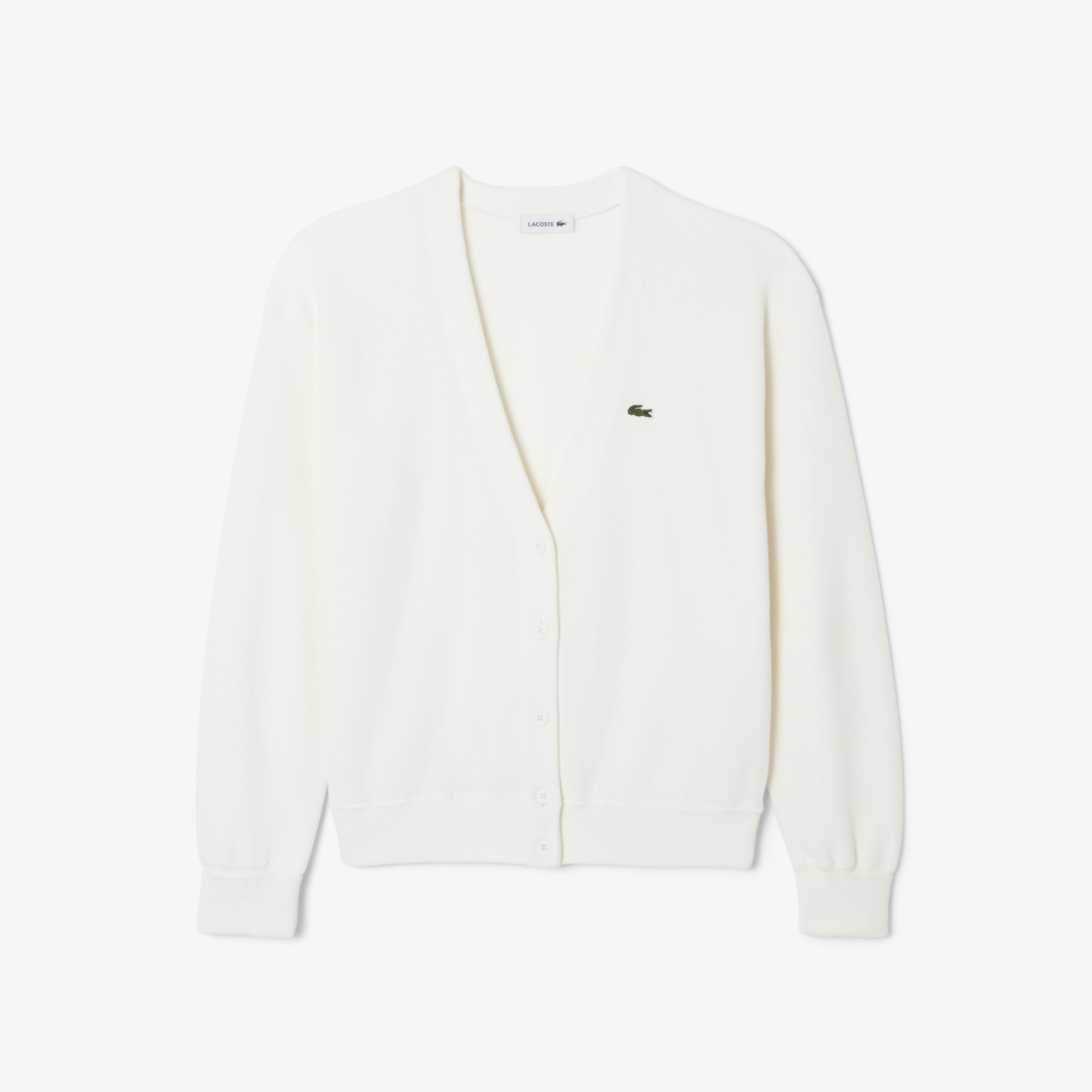 Áo Cardigan Lacoste Nữ Chất Liệu Cotton Cổ Chữ V Họa Tiết Rêu