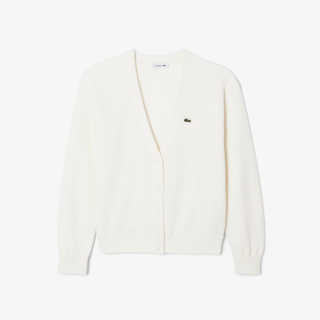 Áo Cardigan Lacoste Nữ Chất Liệu Cotton Cổ Chữ V Họa Tiết Rêu
