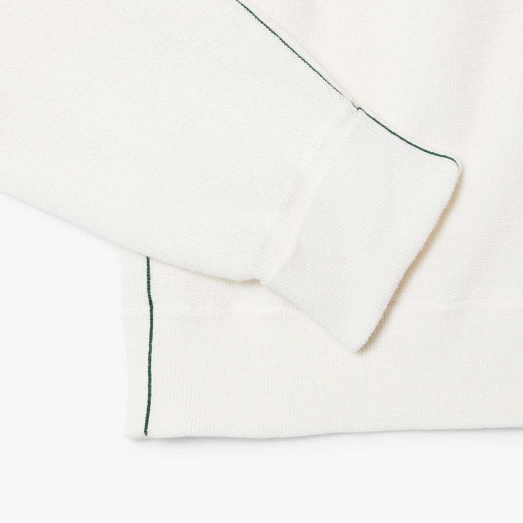 Áo Cardigan Lacoste Nữ Chất Liệu Cotton Cổ Chữ V Họa Tiết Rêu