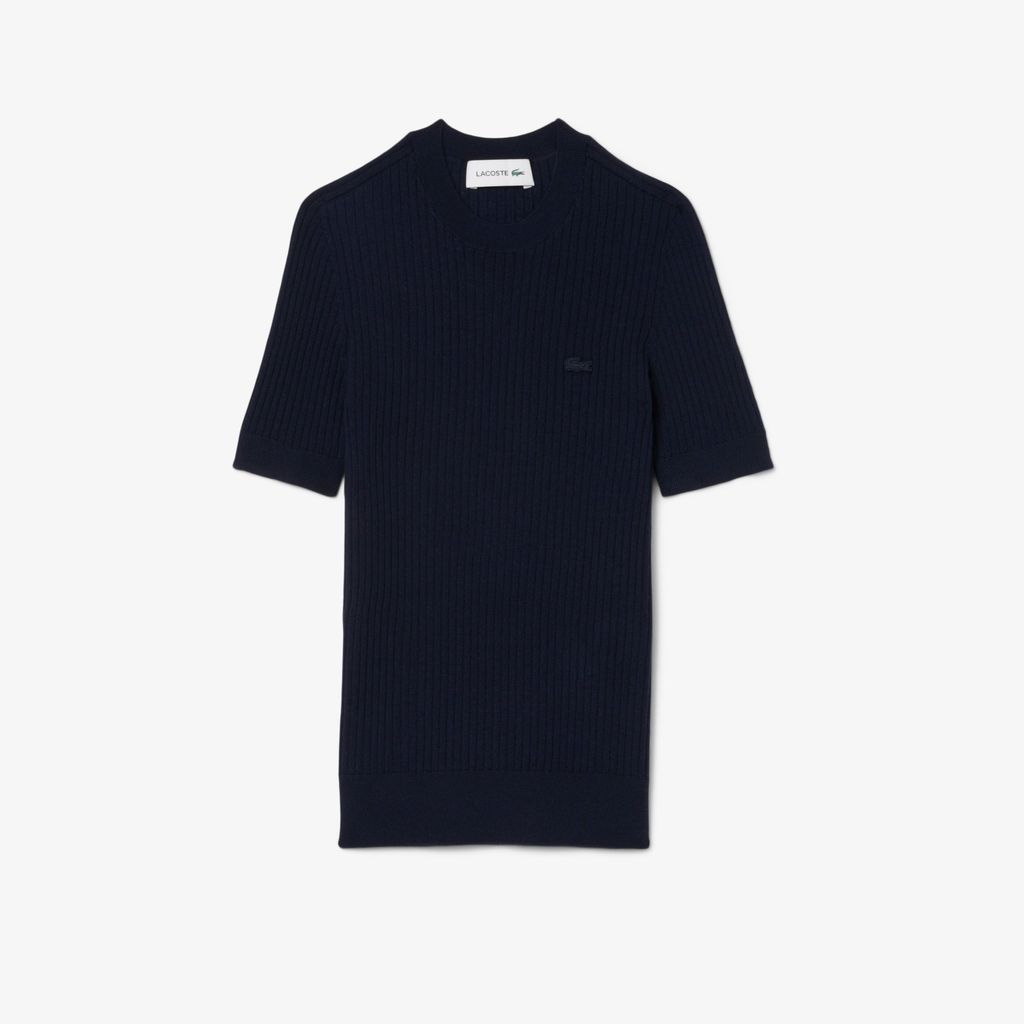 Áo Len Lacoste Nữ Dệt Kim Gân Merino Tay Ngắn