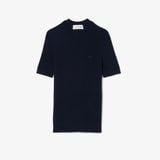 Áo Len Lacoste Nữ Dệt Kim Gân Merino Tay Ngắn