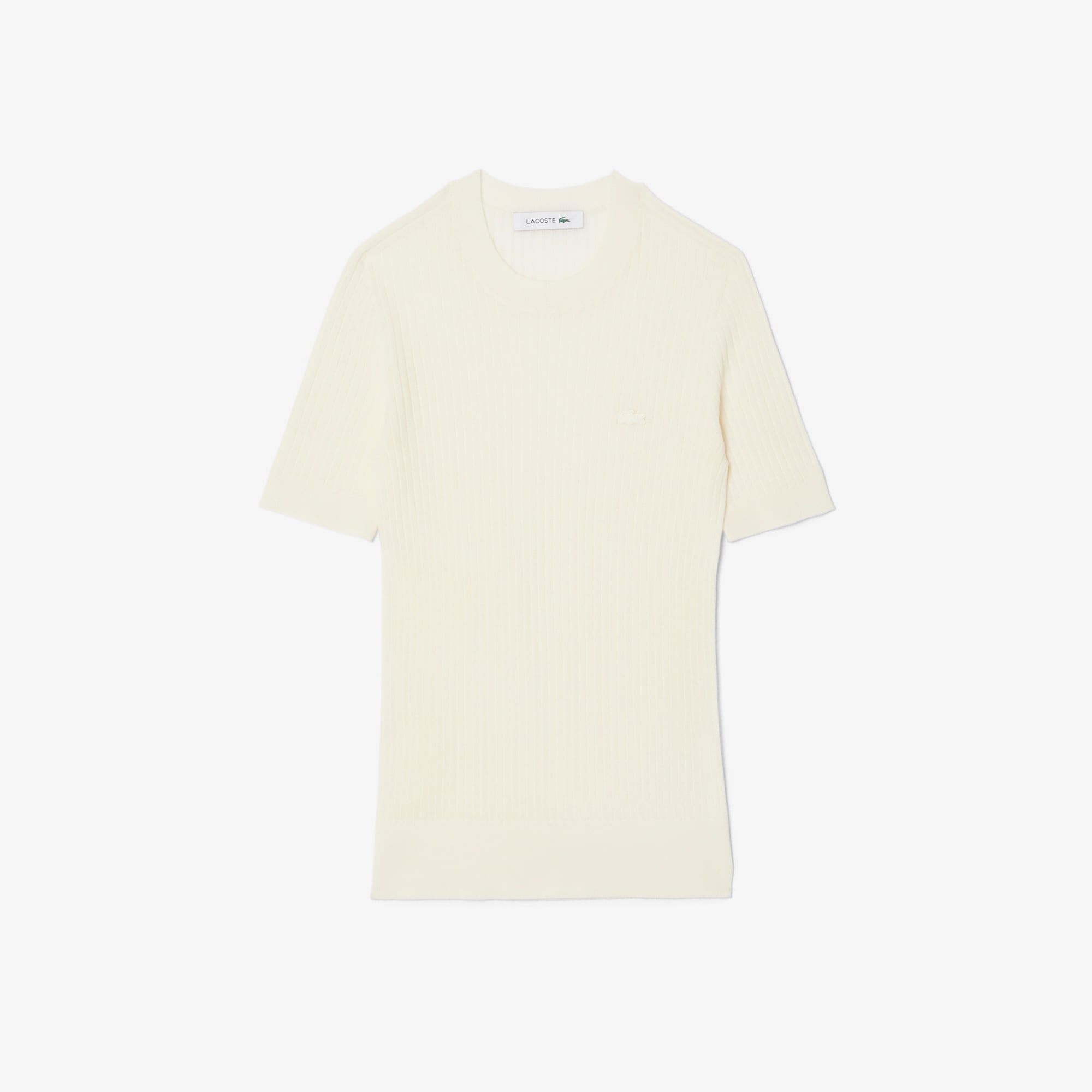 Áo Len Lacoste Nữ Dệt Kim Gân Merino Tay Ngắn