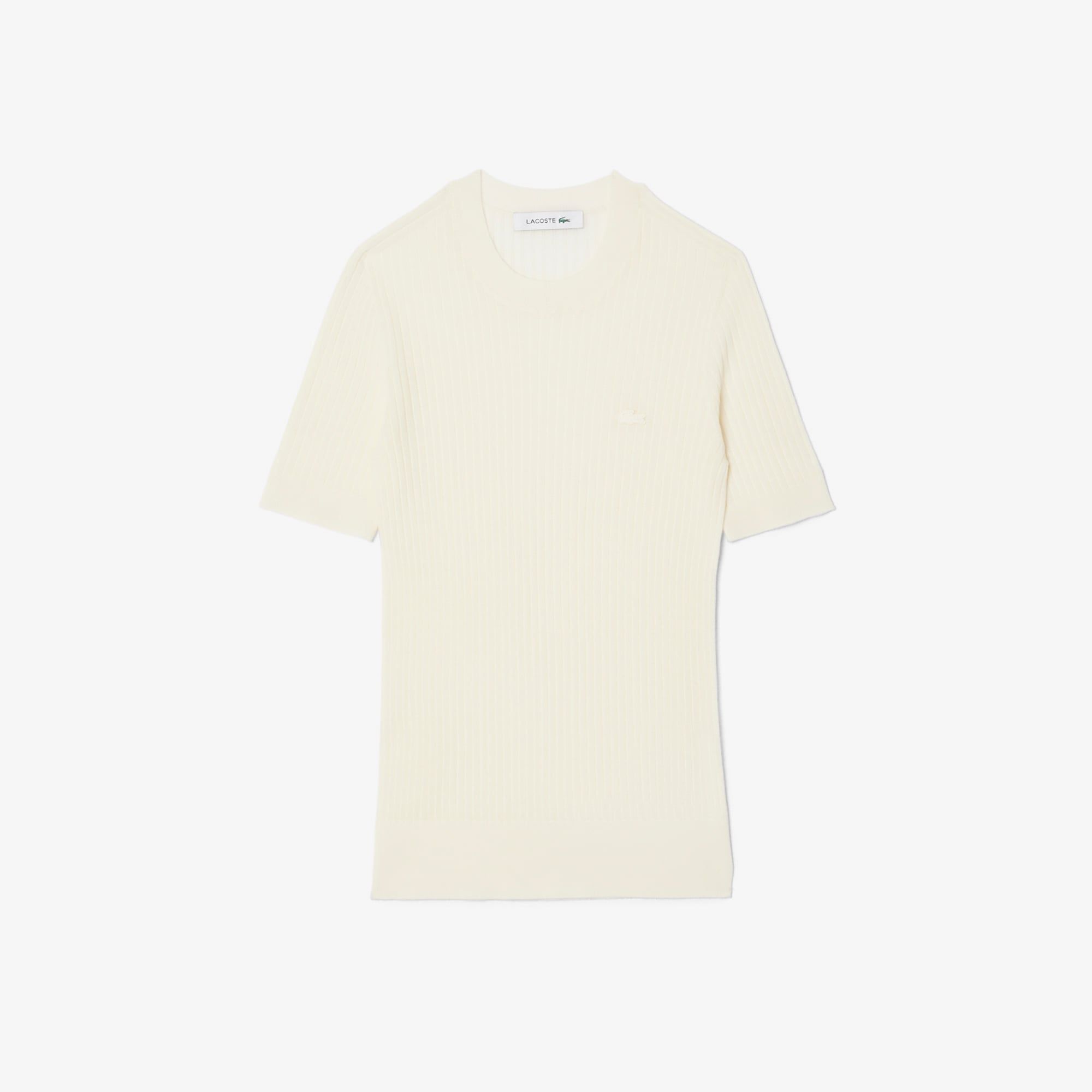 Áo Len Lacoste Nữ Dệt Kim Gân Merino Tay Ngắn