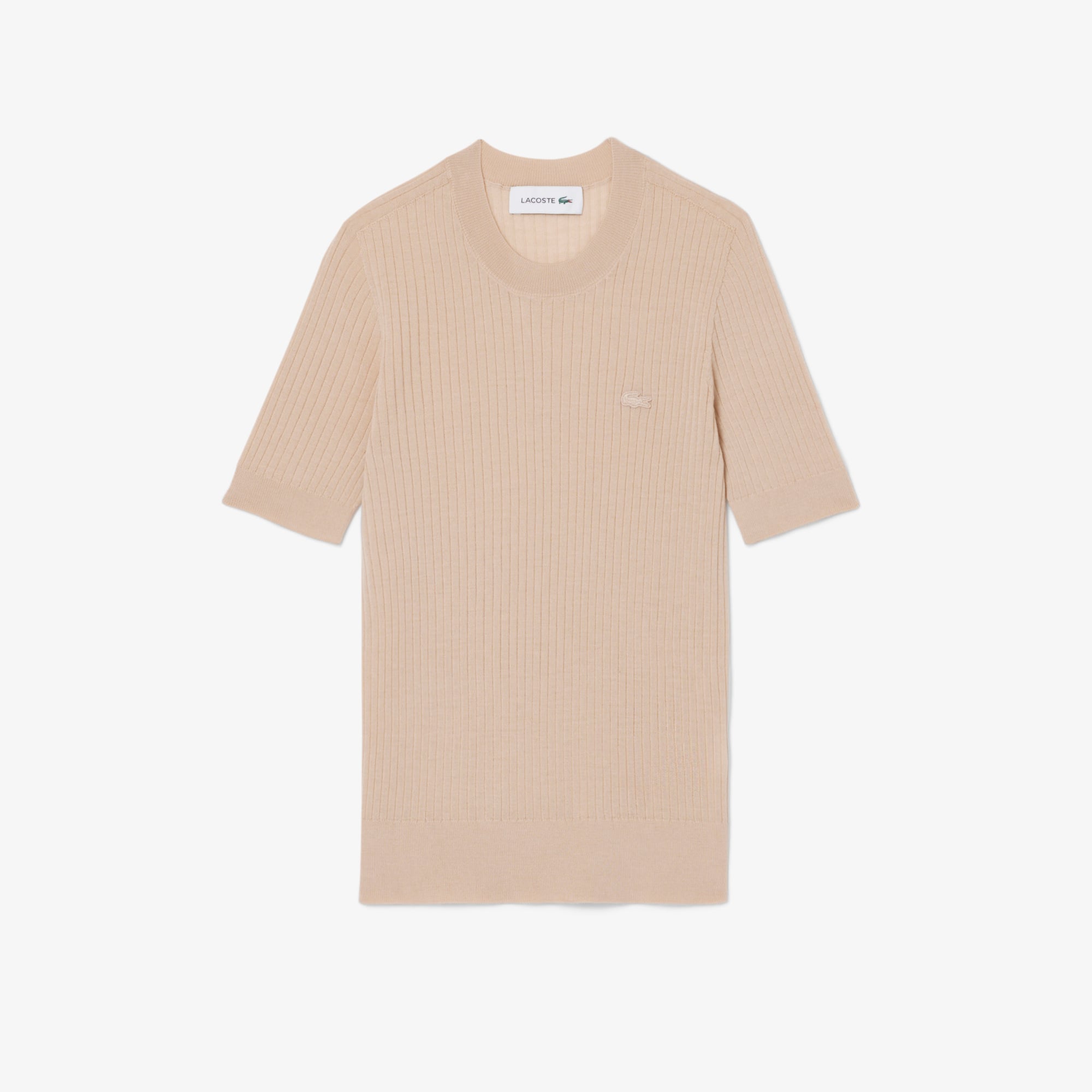 Áo Len Lacoste Nữ Dệt Kim Gân Merino Tay Ngắn
