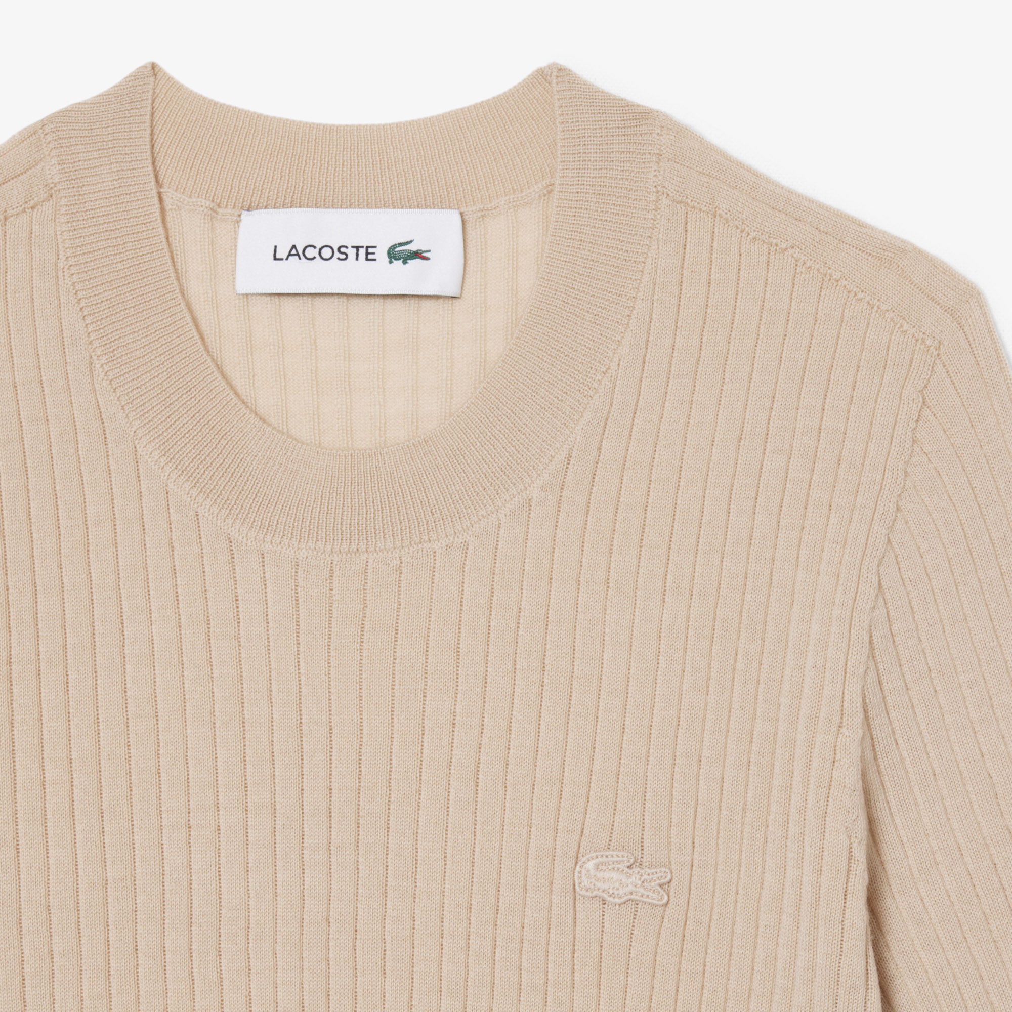 Áo Len Lacoste Nữ Dệt Kim Gân Merino Tay Ngắn