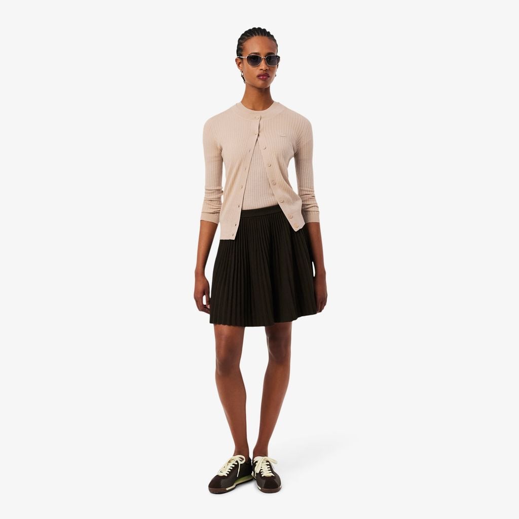Áo Len Lacoste Nữ Dệt Kim Gân Merino Tay Ngắn