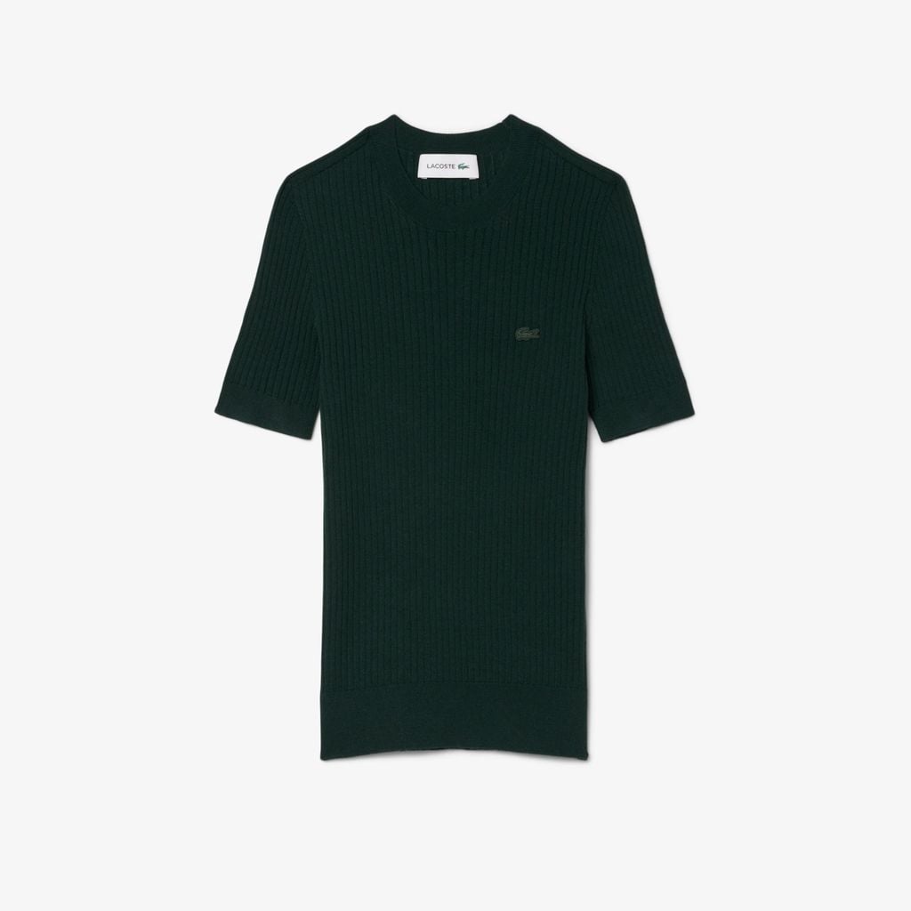 Áo Len Lacoste Nữ Dệt Kim Gân Merino Tay Ngắn