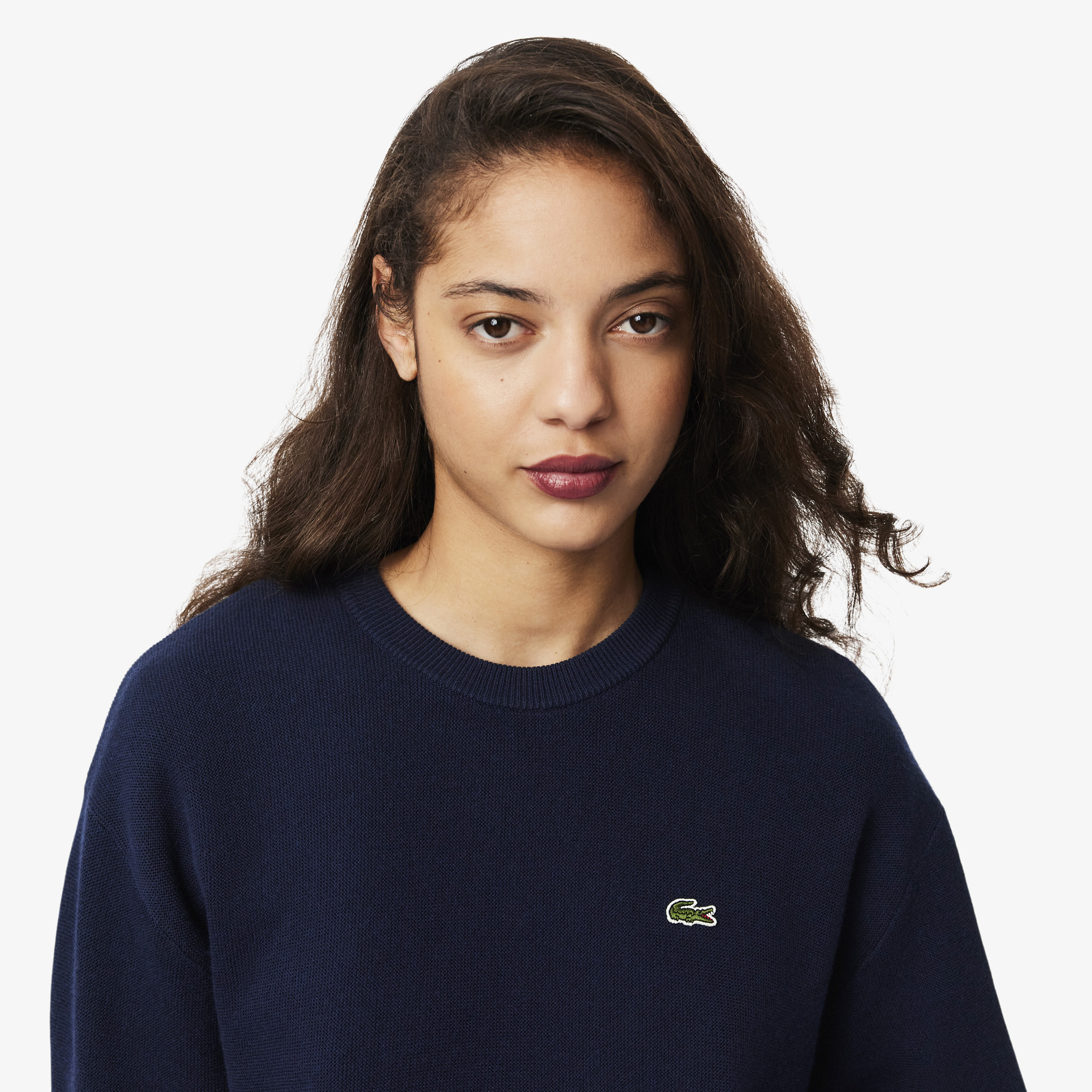 Áo Len Lacoste Nữ Cổ Tròn Dáng Rộng Chất Liệu Cotton