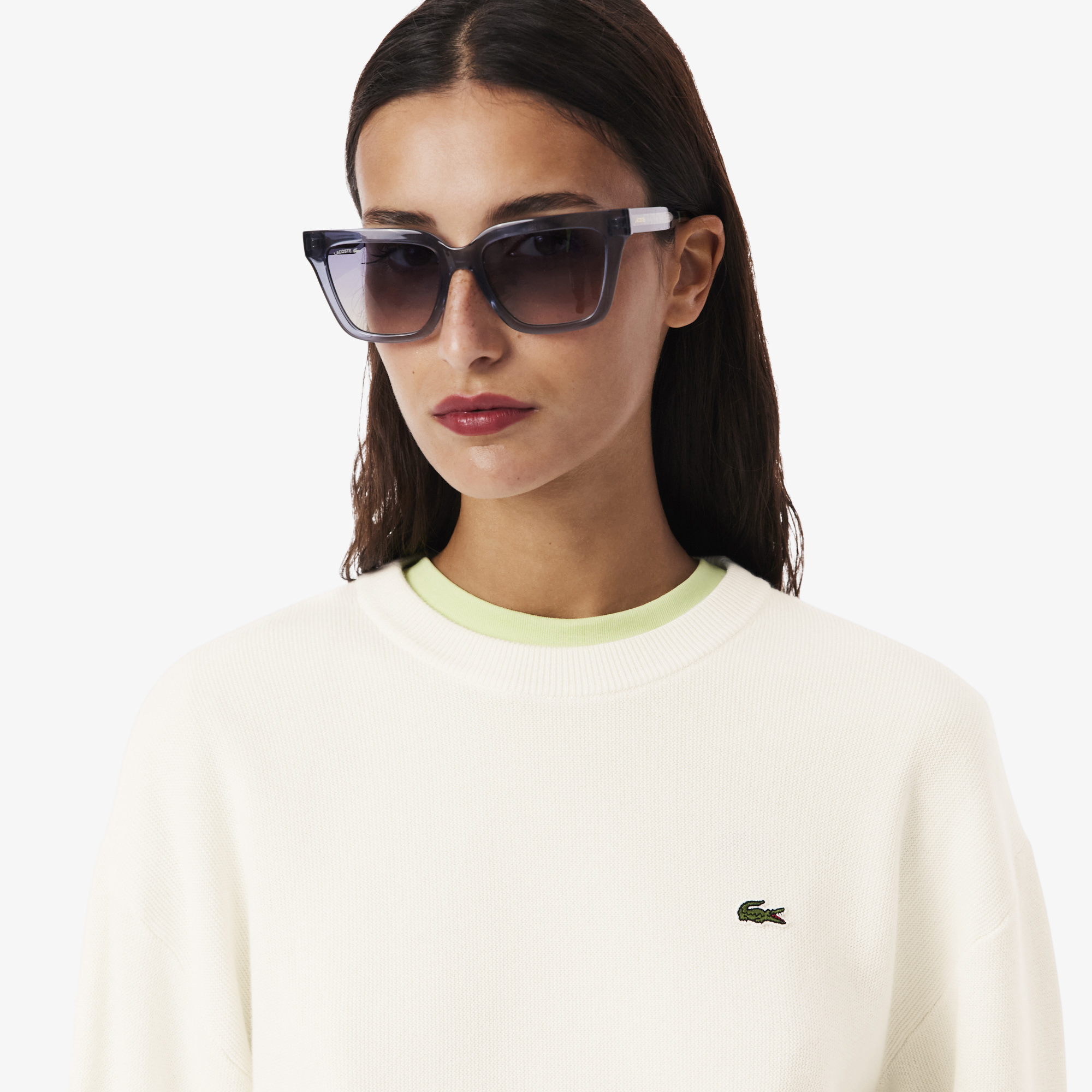 Áo Len Lacoste Nữ Cổ Tròn Dáng Rộng Chất Liệu Cotton