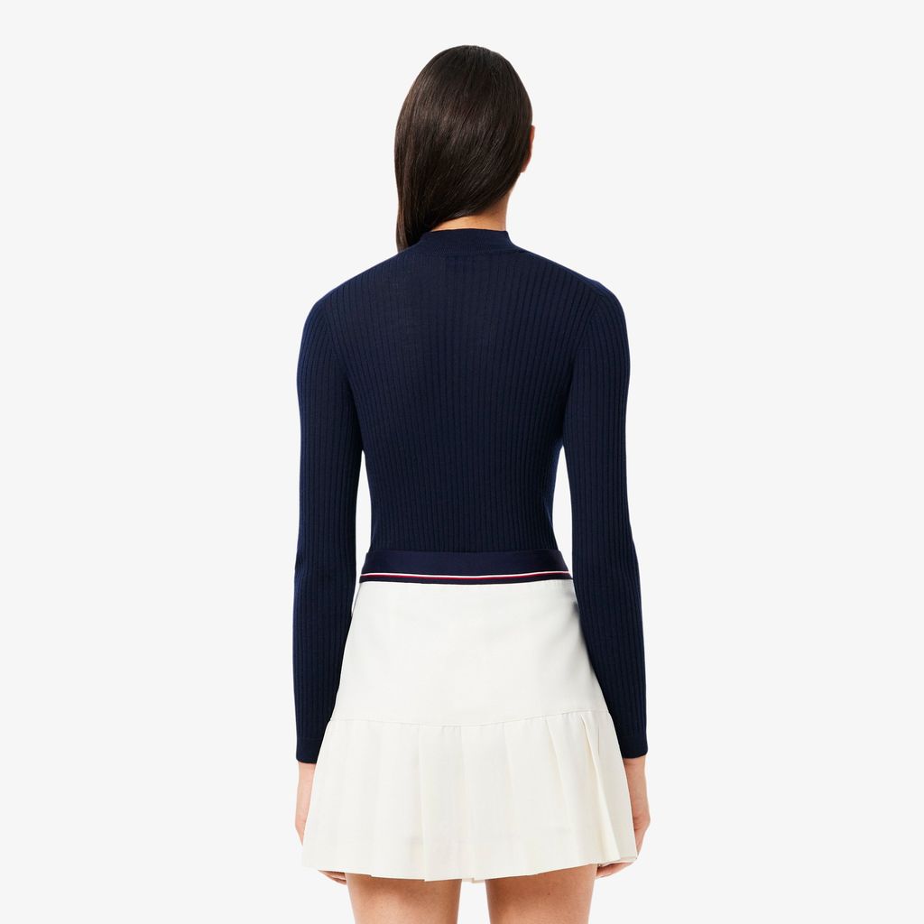 Áo Len Lacoste Nữ Dệt Kim Gân Cổ Cao Chất Liệu Len Merino