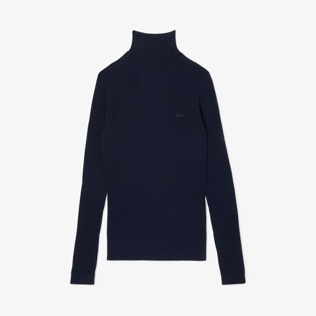 Áo Len Lacoste Nữ Dệt Kim Gân Cổ Cao Chất Liệu Len Merino