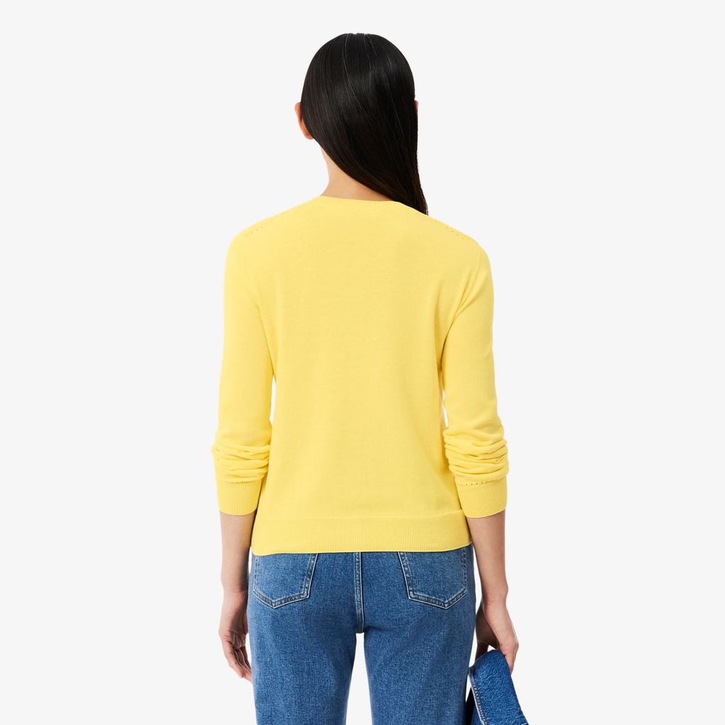 Áo Cardigan Lacoste Nữ Dáng Suông Chất Liệu Cotton Dệt Kim Gân 3D