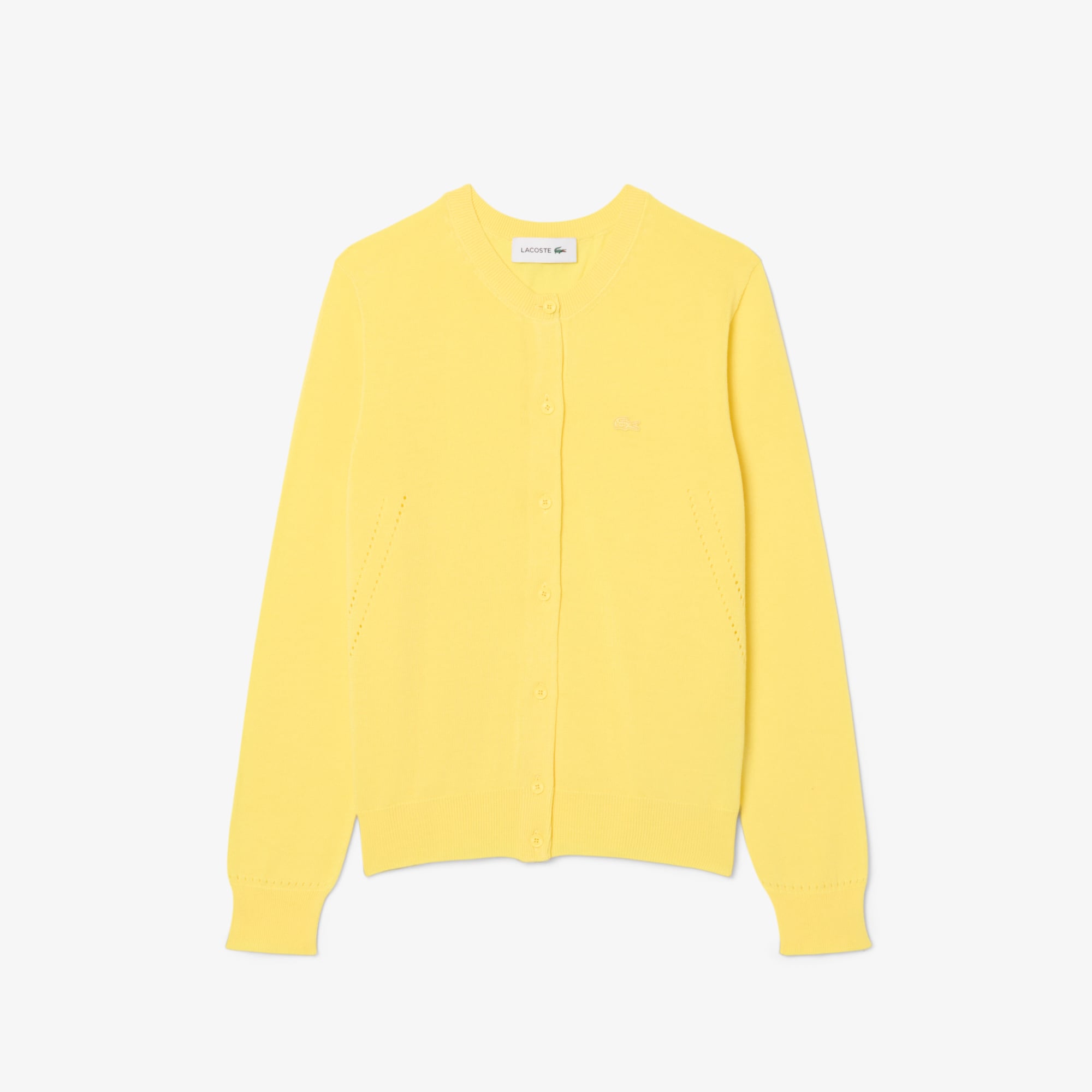 Áo Cardigan Lacoste Nữ Dáng Suông Chất Liệu Cotton Dệt Kim Gân 3D