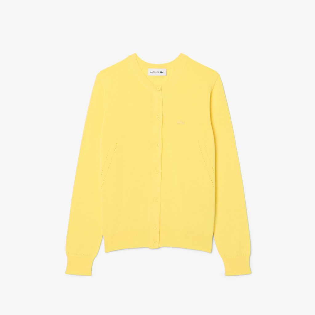 Áo Cardigan Lacoste Nữ Dáng Suông Chất Liệu Cotton Dệt Kim Gân 3D