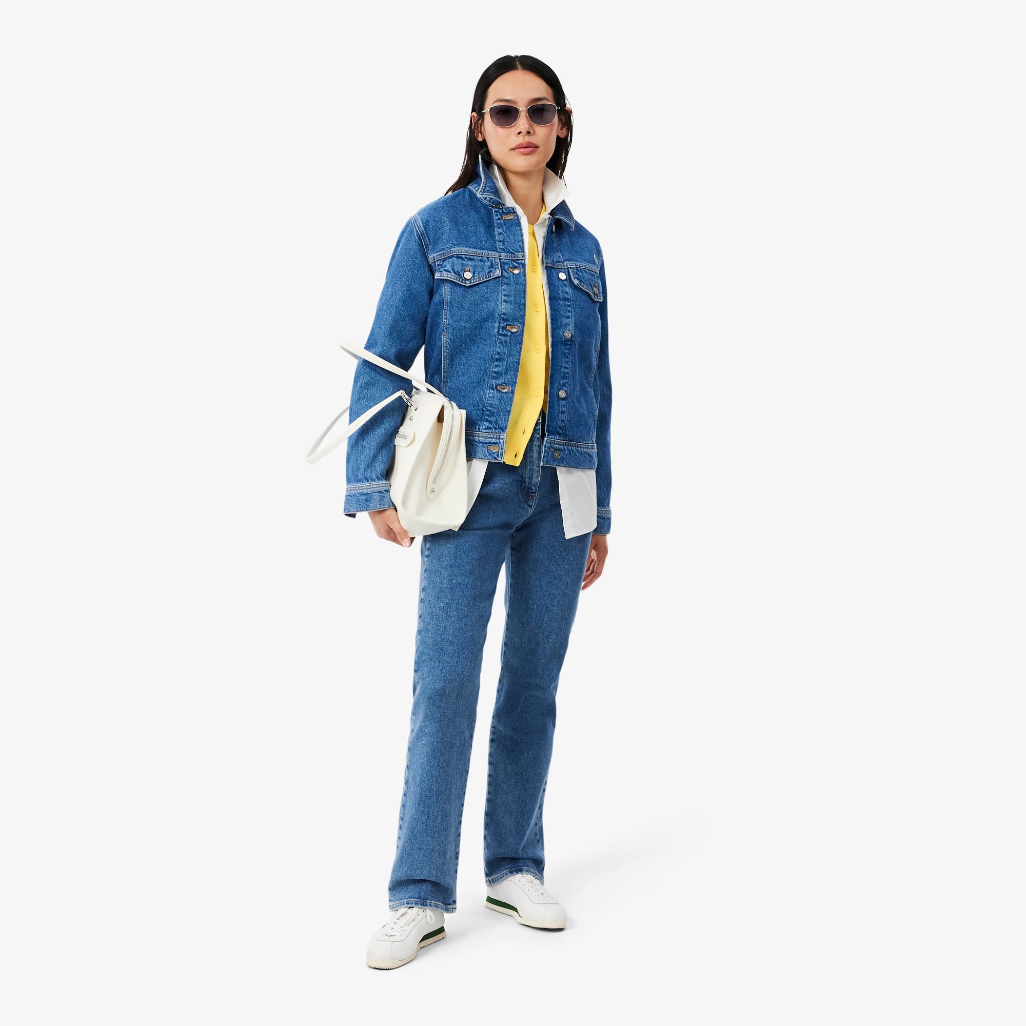 Áo Cardigan Lacoste Nữ Dáng Suông Chất Liệu Cotton Dệt Kim Gân 3D