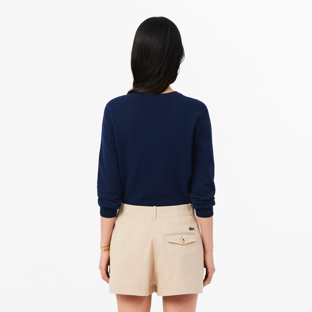 Áo Cardigan Lacoste Nữ Dáng Suông Chất Liệu Cotton Dệt Kim Gân 3D