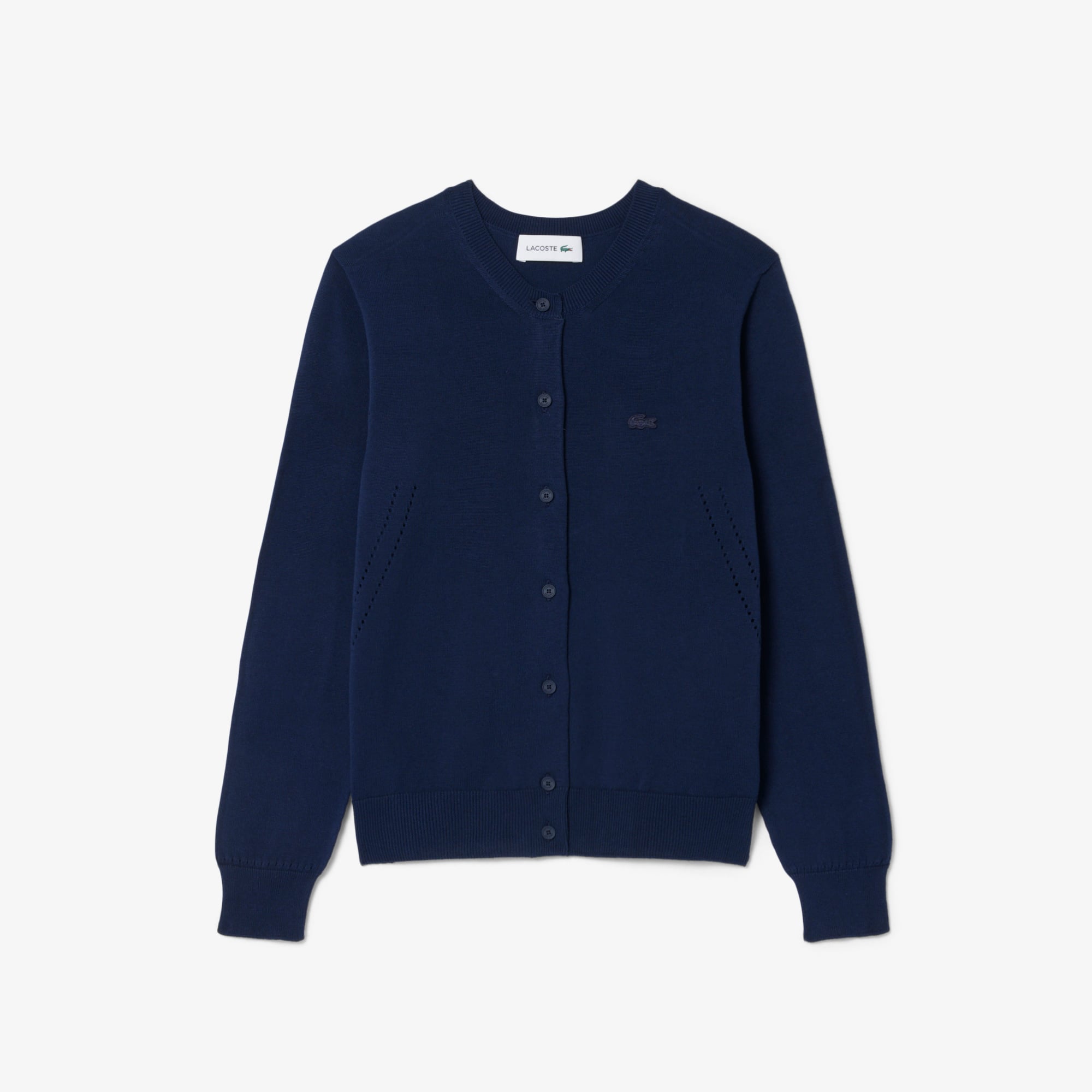 Áo Cardigan Lacoste Nữ Dáng Suông Chất Liệu Cotton Dệt Kim Gân 3D