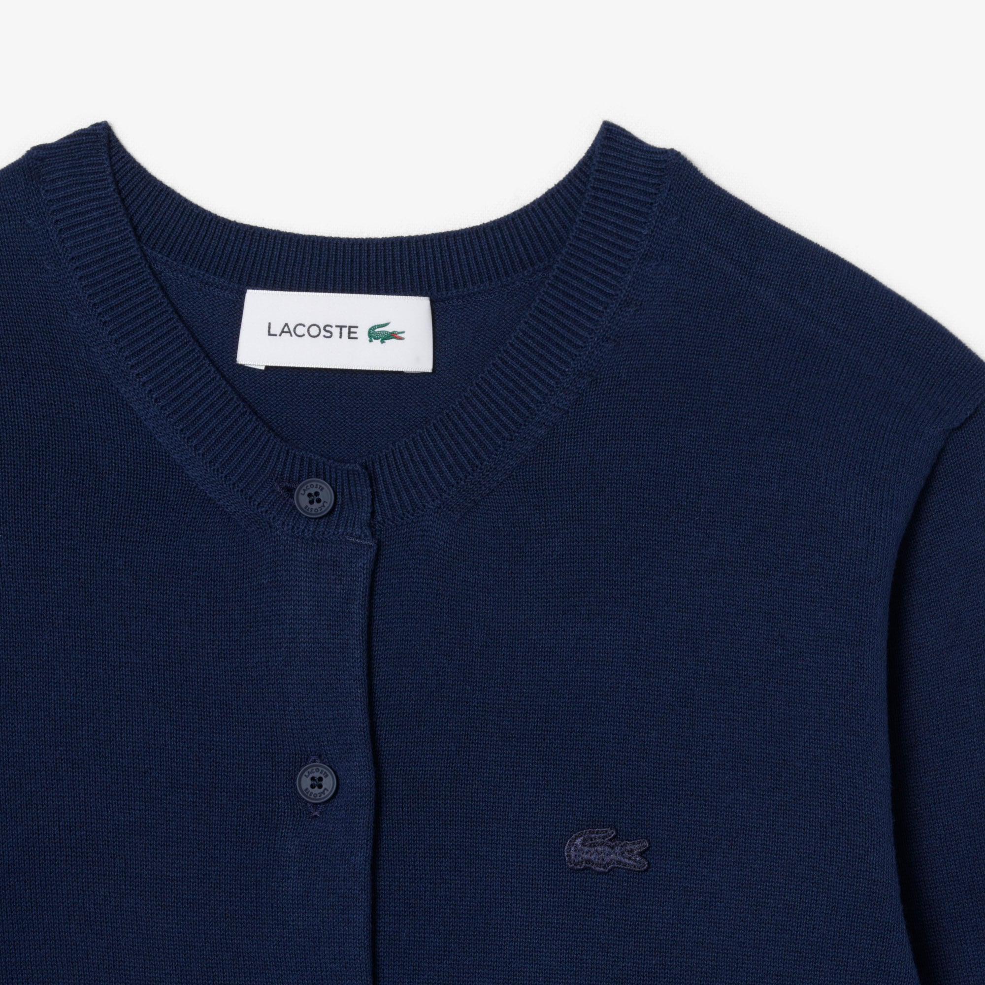 Áo Cardigan Lacoste Nữ Dáng Suông Chất Liệu Cotton Dệt Kim Gân 3D