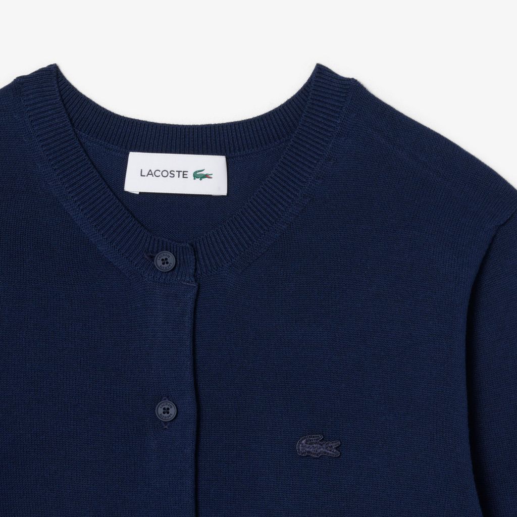 Áo Cardigan Lacoste Nữ Dáng Suông Chất Liệu Cotton Dệt Kim Gân 3D
