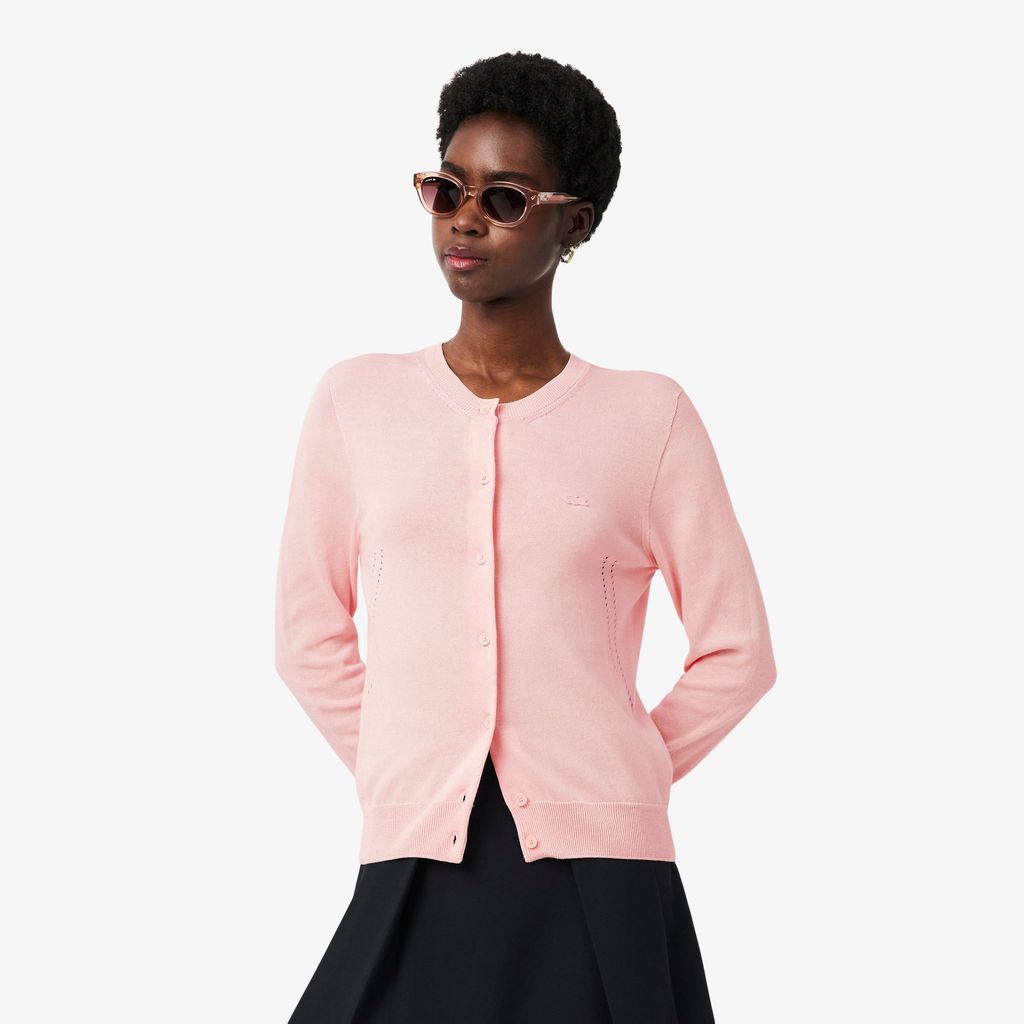 Áo Cardigan Lacoste Nữ Dáng Suông Chất Liệu Cotton Dệt Kim Gân 3D