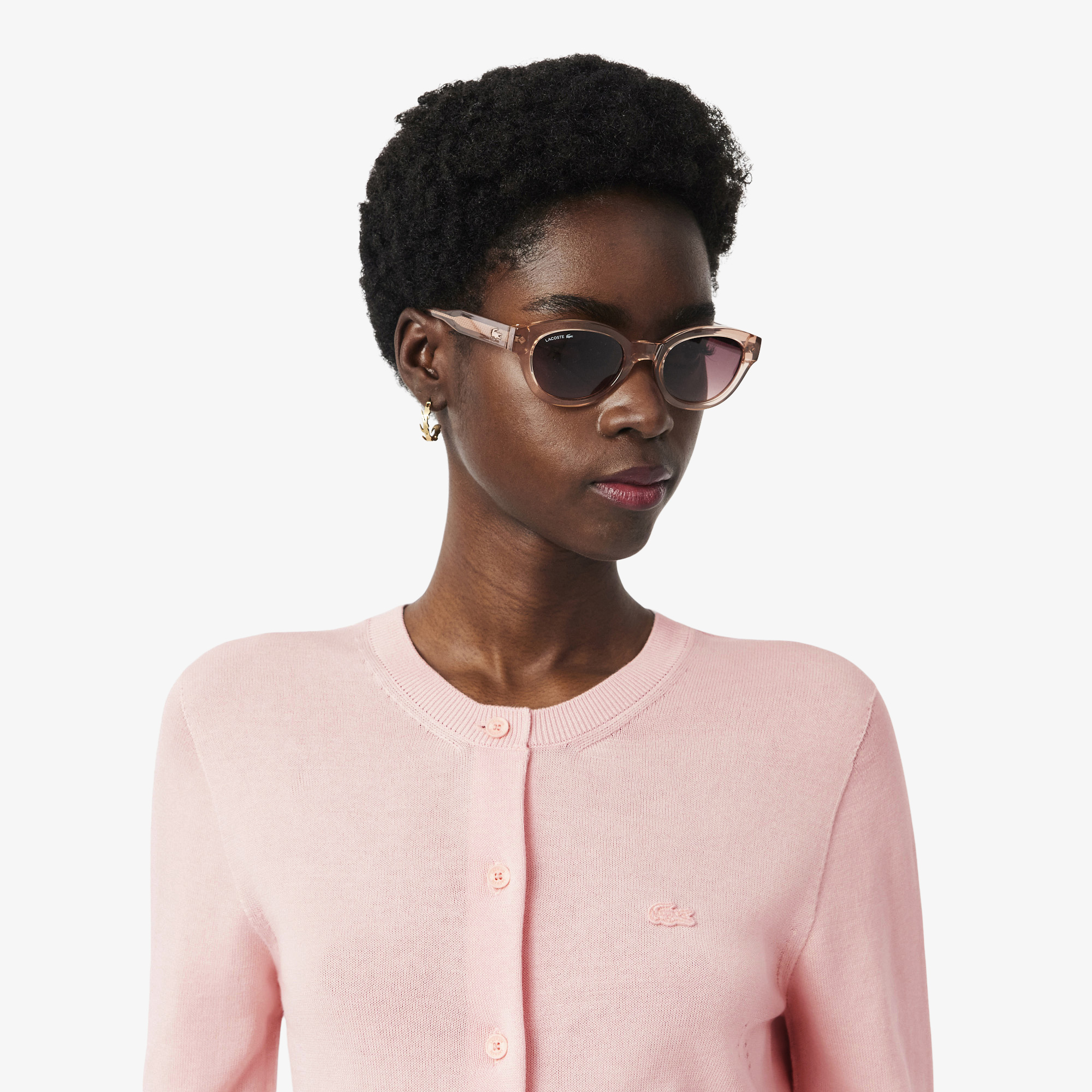 Áo Cardigan Lacoste Nữ Dáng Suông Chất Liệu Cotton Dệt Kim Gân 3D