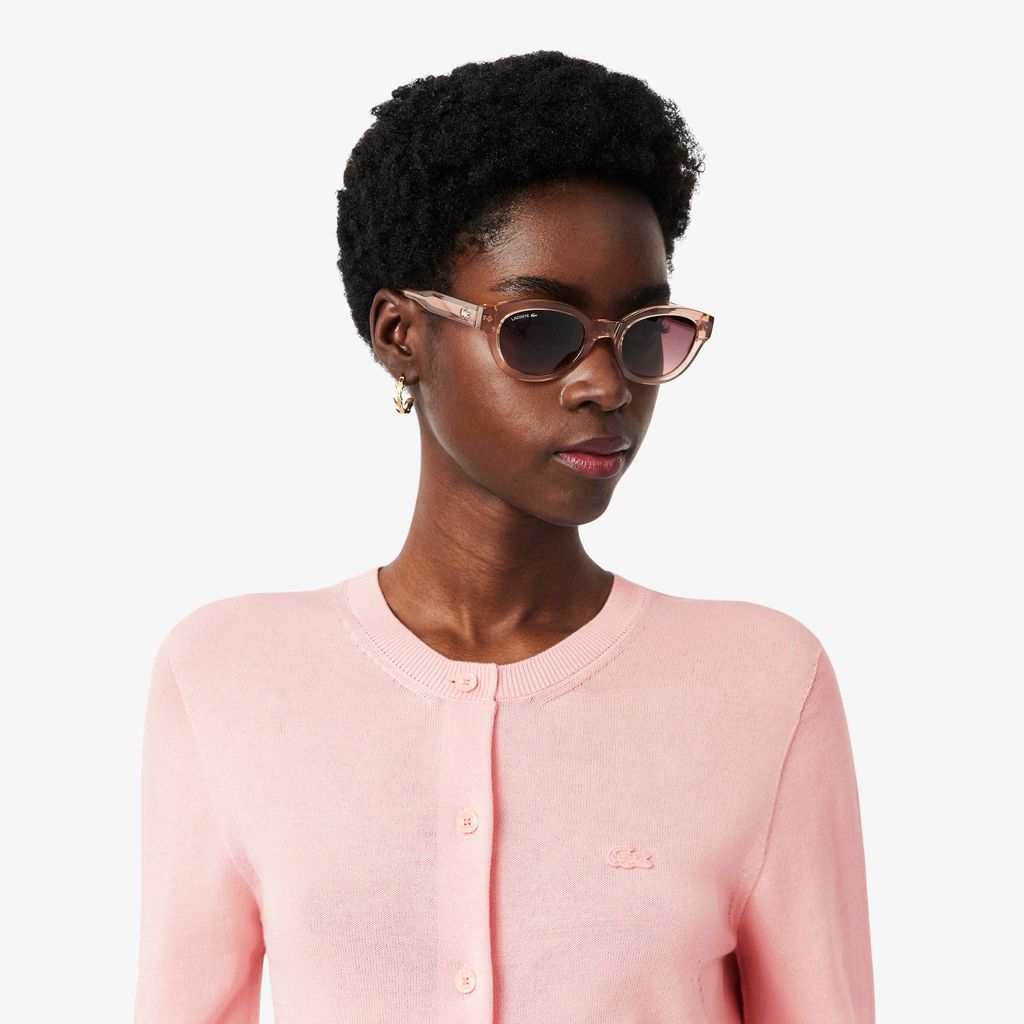 Áo Cardigan Lacoste Nữ Dáng Suông Chất Liệu Cotton Dệt Kim Gân 3D
