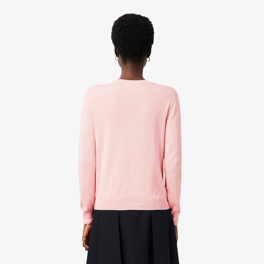Áo Cardigan Lacoste Nữ Dáng Suông Chất Liệu Cotton Dệt Kim Gân 3D